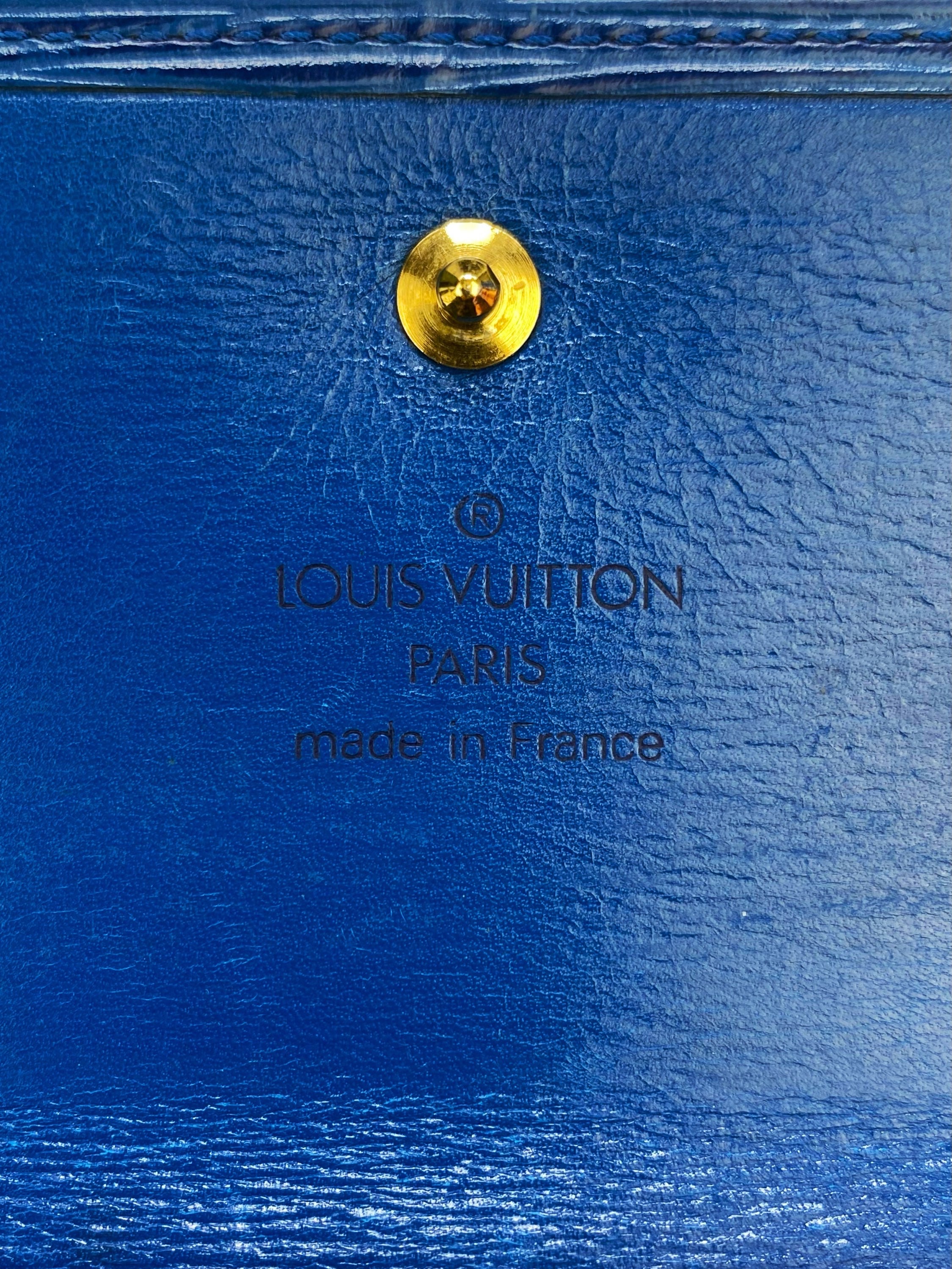 Louis Vuitton Epi Royal Blue Embossed LV Logo Wallet
