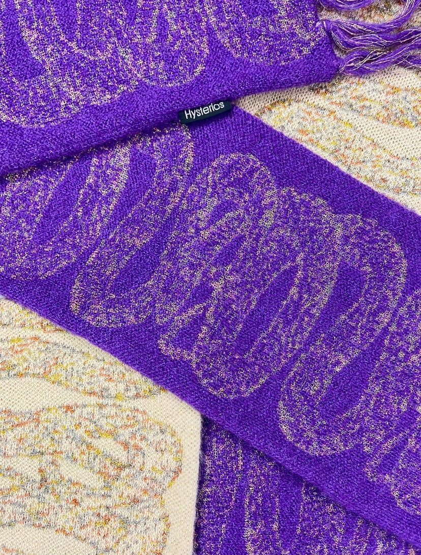 98’ Hysteric Glamour Snake Pattern Iris Purple Knitted Scarf