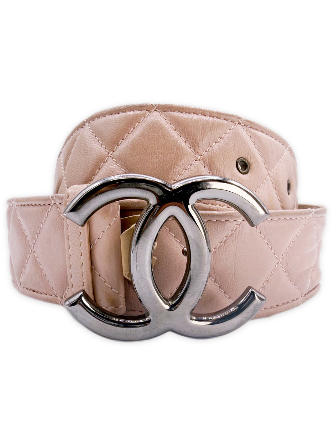 Chanel Double CC Nude Pink Quilted Lambskin Leather Caviar Belt