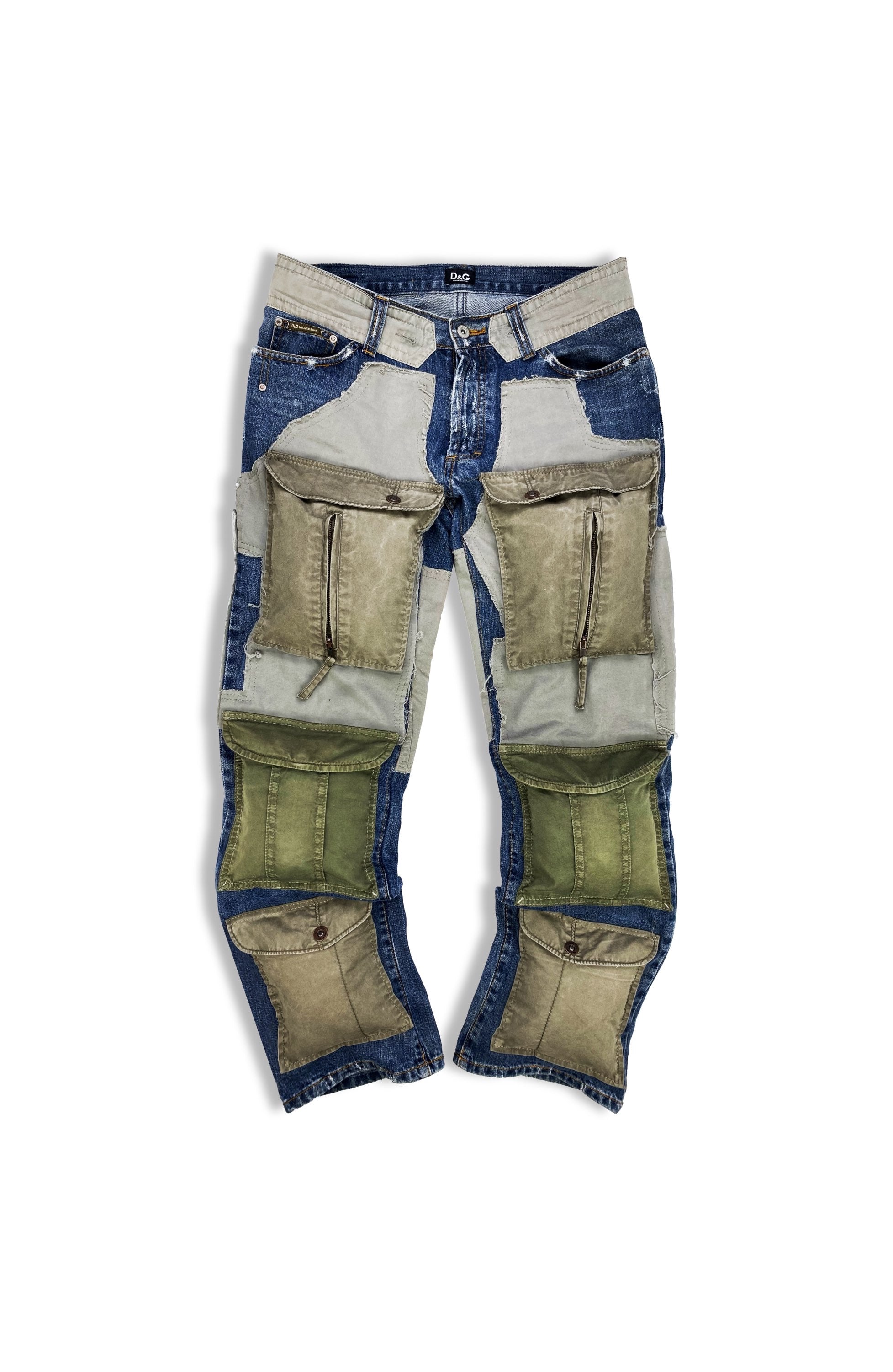 00s Dolce & Gabbana 3D Multi Pocket Tonal Cargo Denim