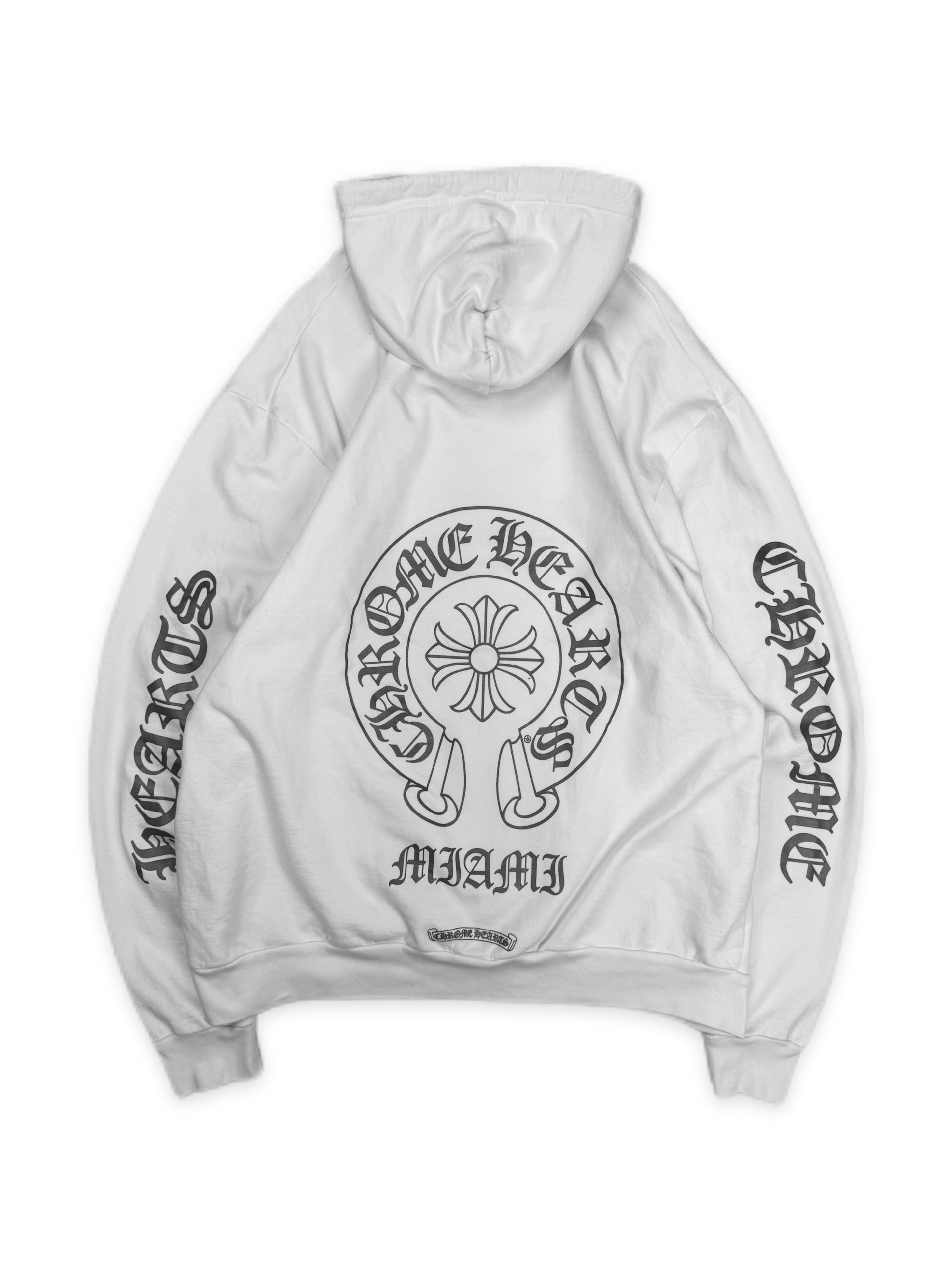 Chrome Hearts Miami Exclusive Horseshoe Logo White Hoodie