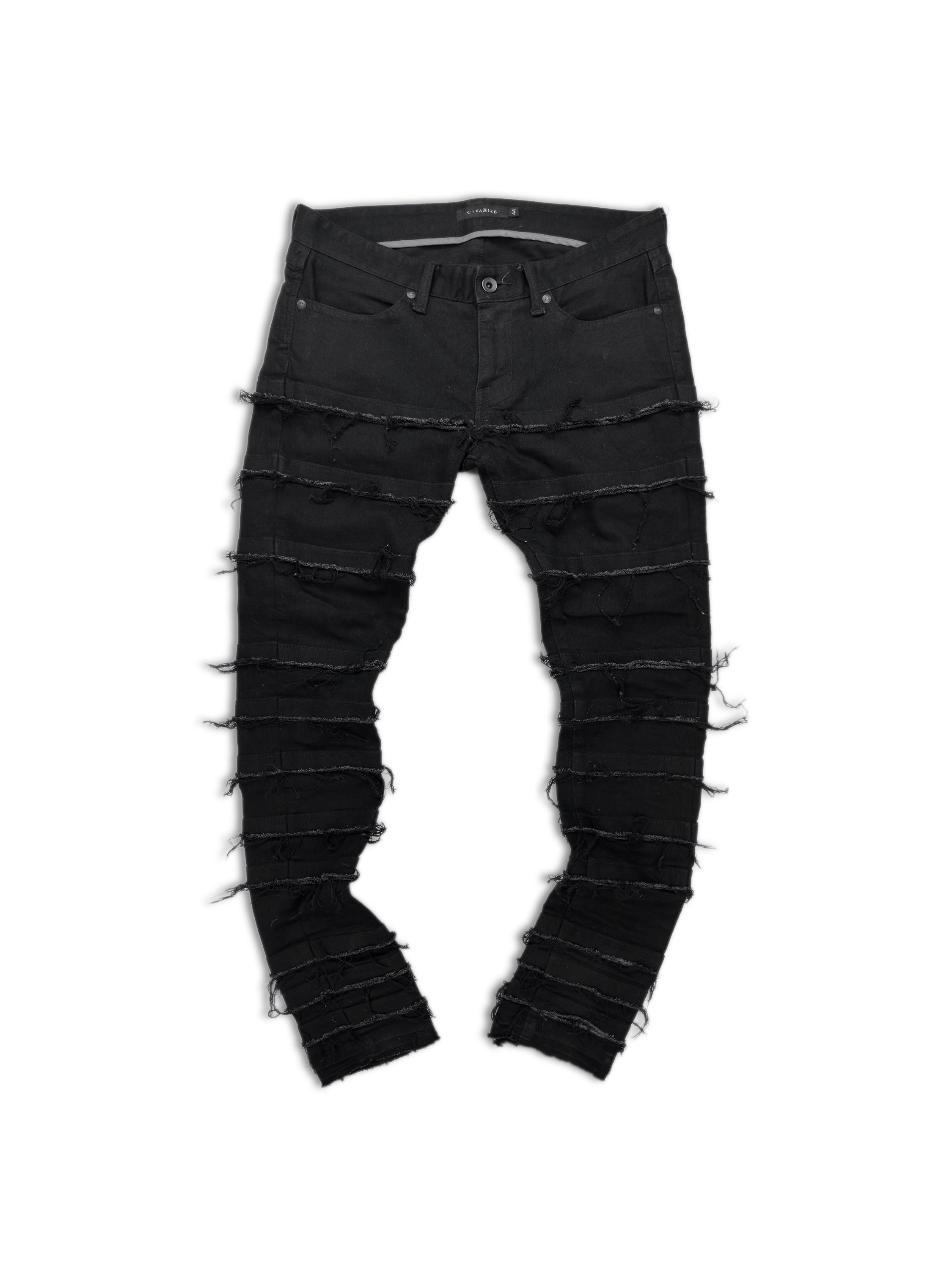 00s Civarize Black ‘Hagi’ Distressed Reconstructed Denim