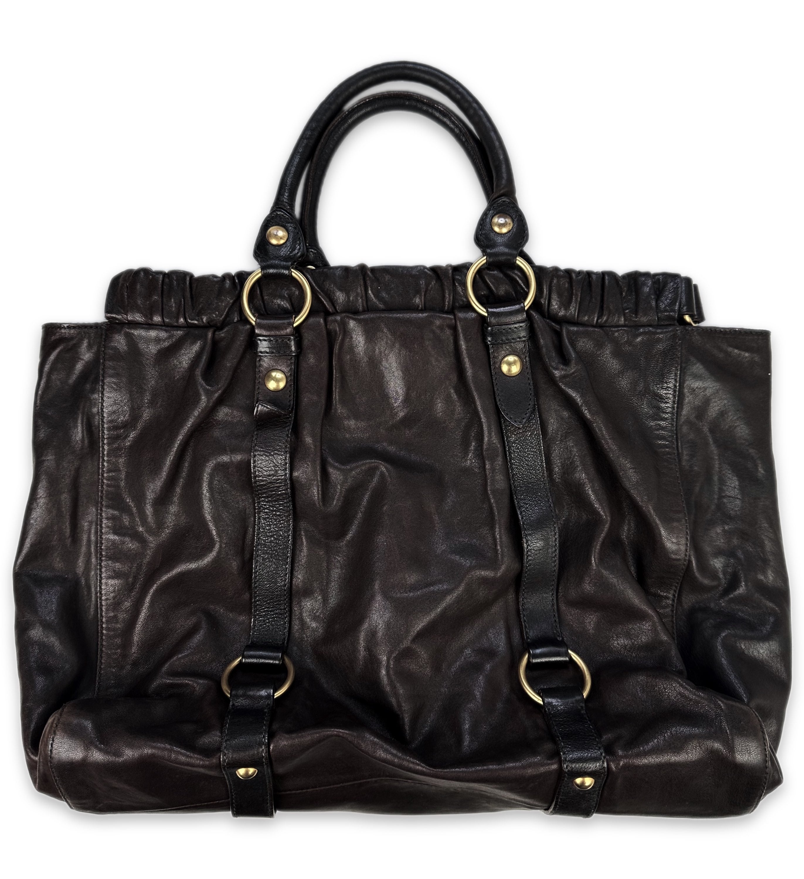Miu Miu Dark Brown Calfiskin Leather Handbag