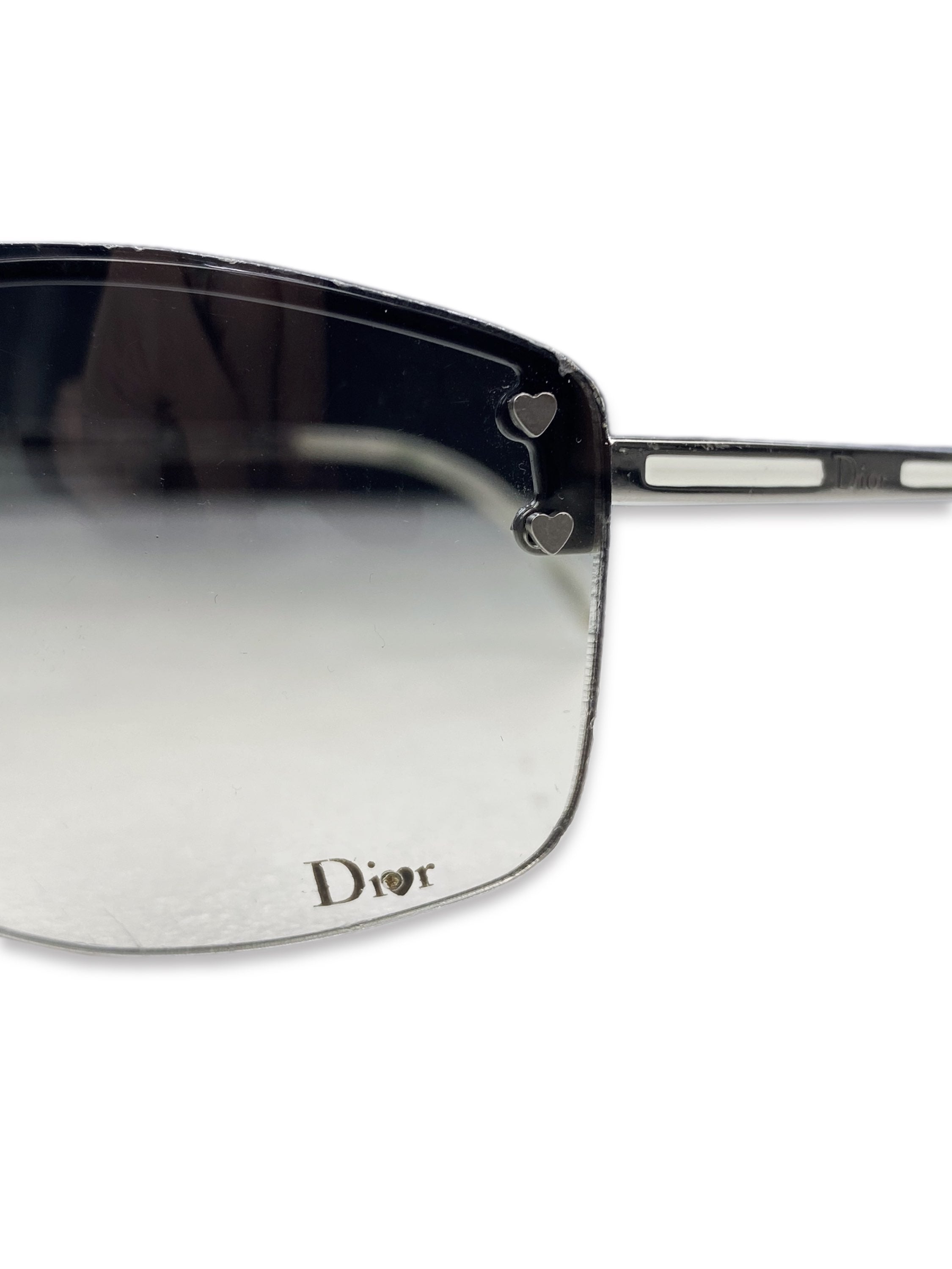 Dior Heart Motif Gradient Tint Rounded Frame Glasses