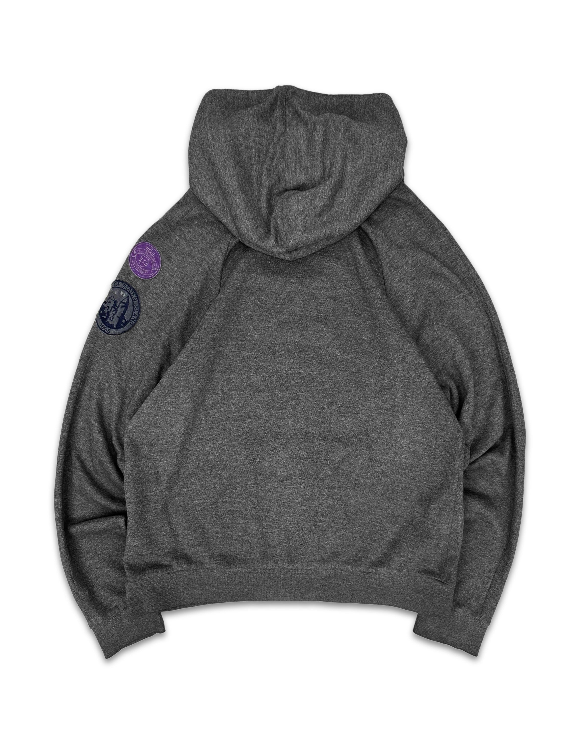 AW00 Raf Simons ‘Confusion’ Collegiate Patched Grey Hoodie