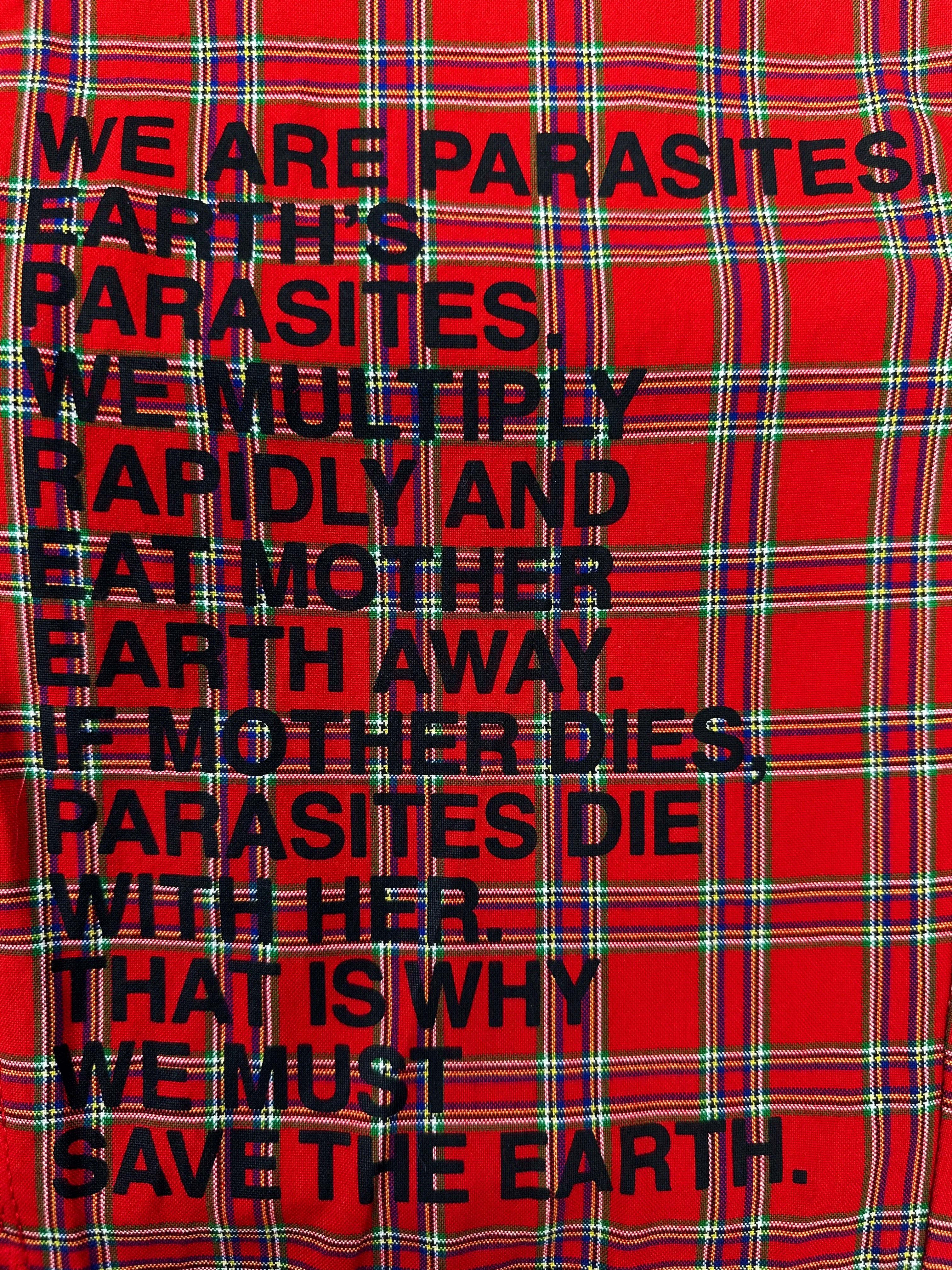 SS02 Junya Watanabe ‘Save the Earth’ Red Plaid Poem Pants