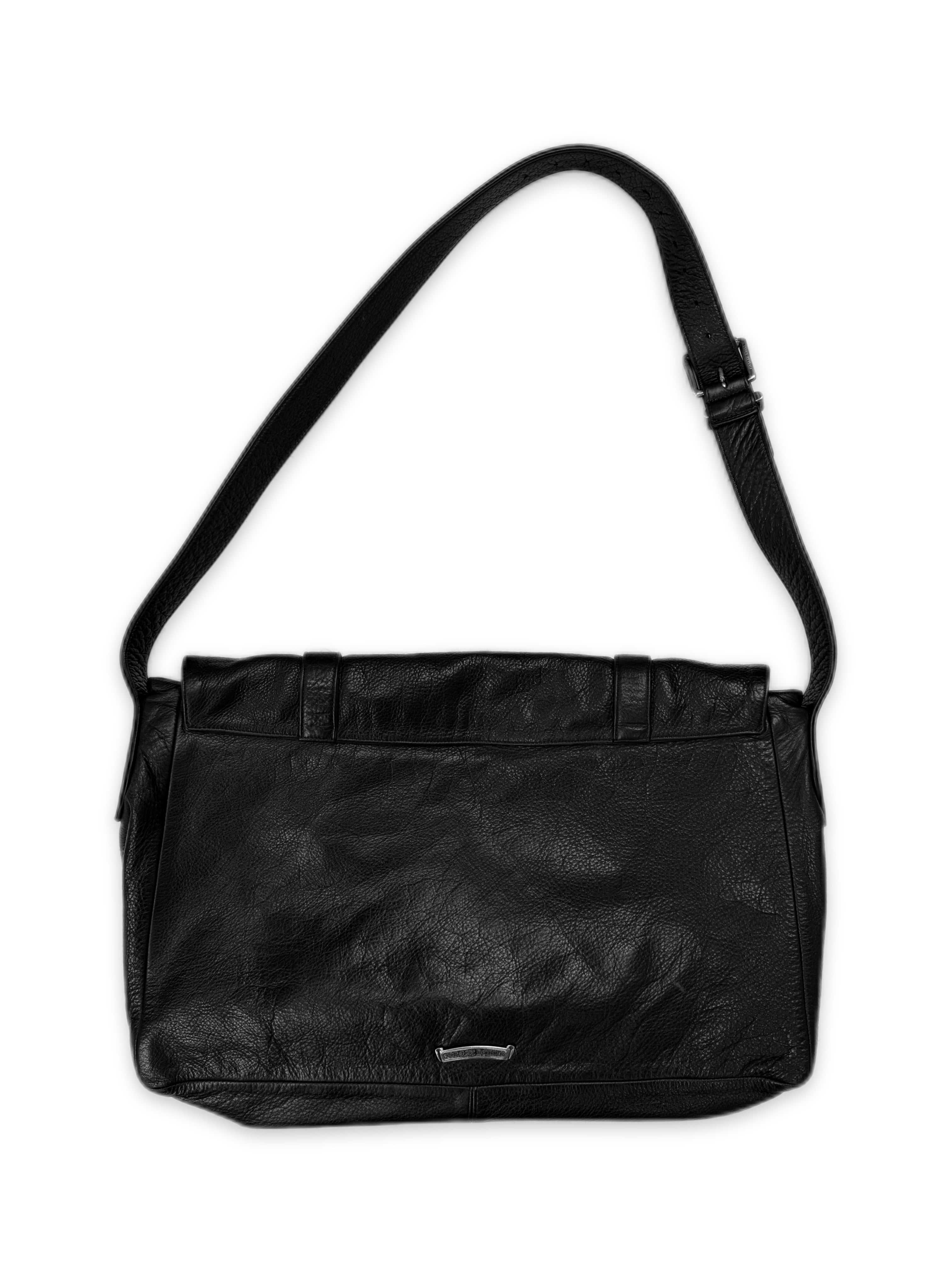 2004 Chrome Hearts Triple Celtic Roller XL Black Leather Messenger Bag