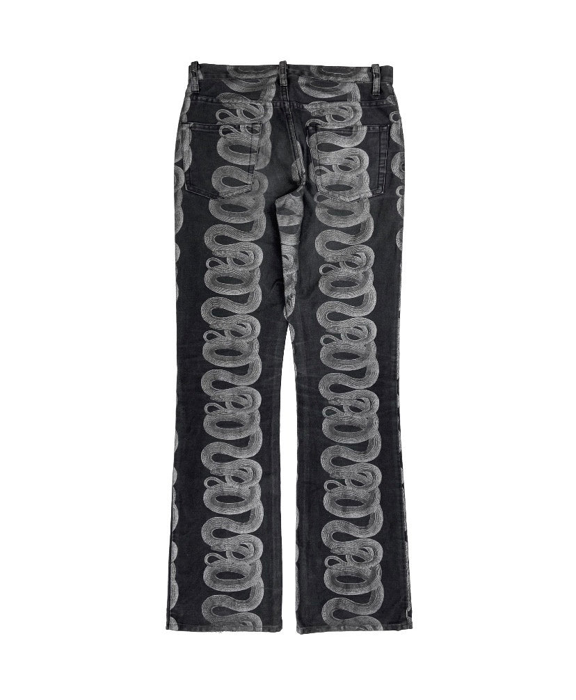 SS98 Hysteric Glamour Black Snake Pattern Skinny Denim
