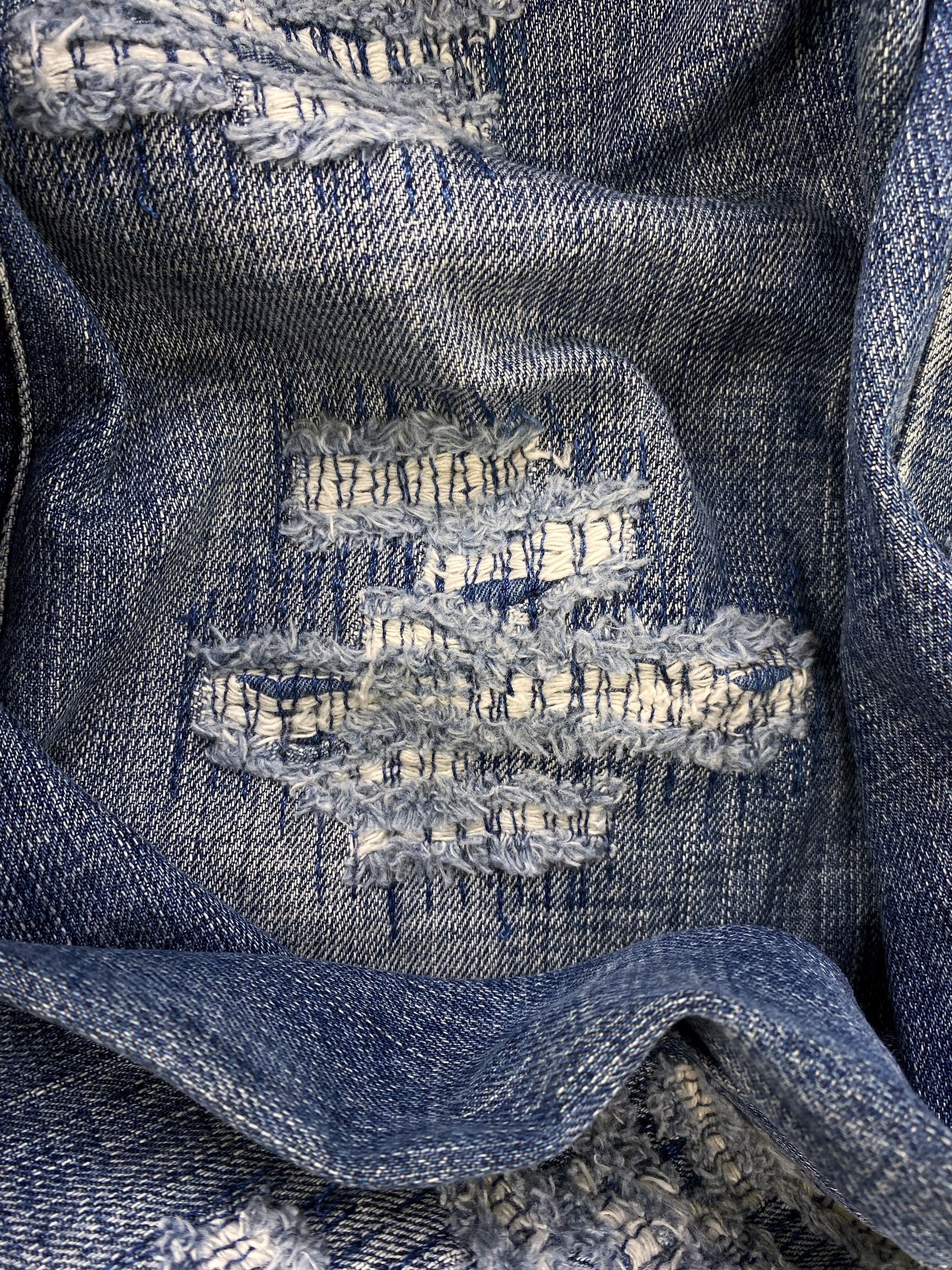 Dolce & Gabbana Distressed Sashiko Stitch Light Wash Denim