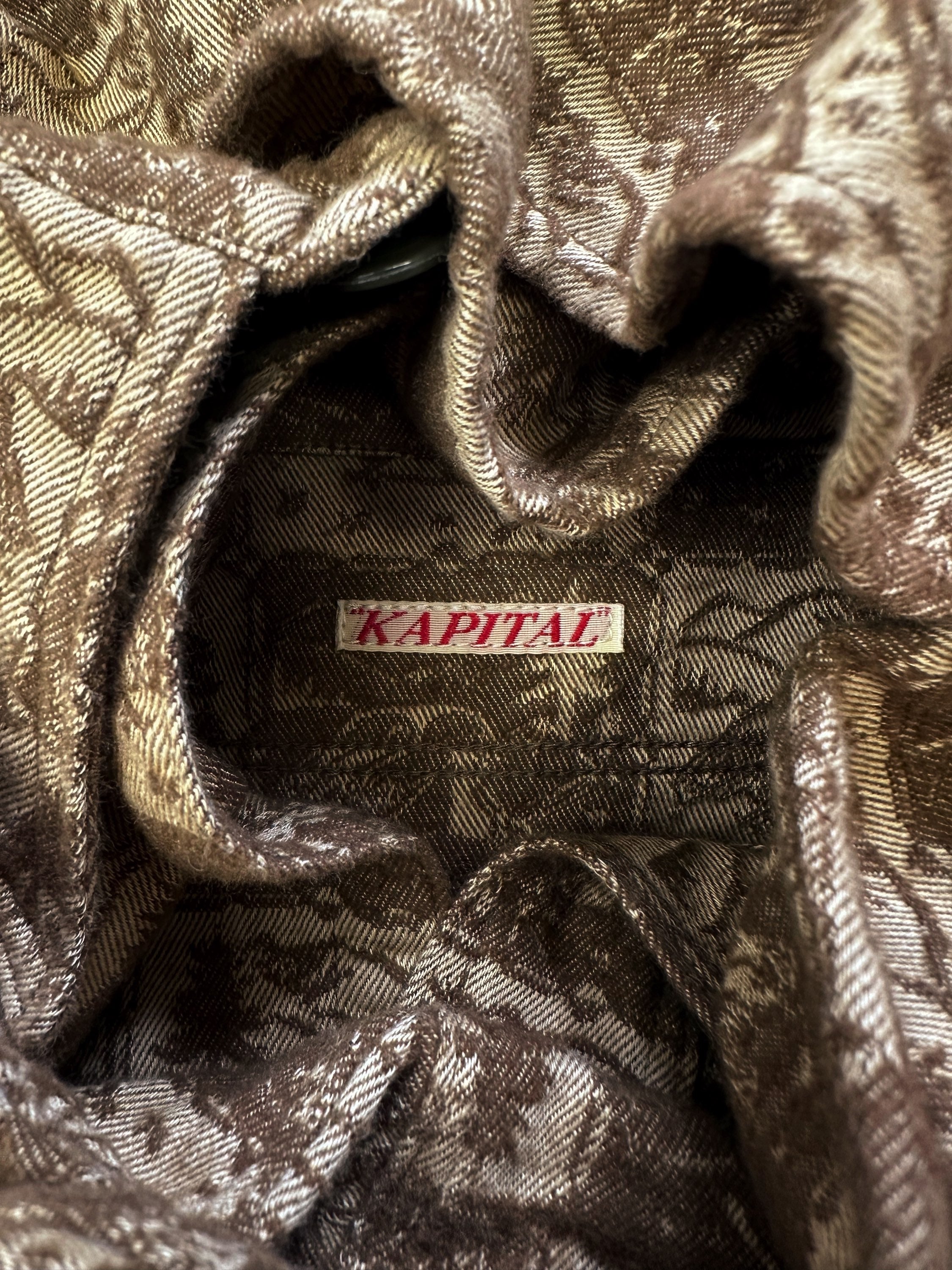 Kapital ‘Campfire’ Motif Checkered Long Sleeve Button Up Shirt