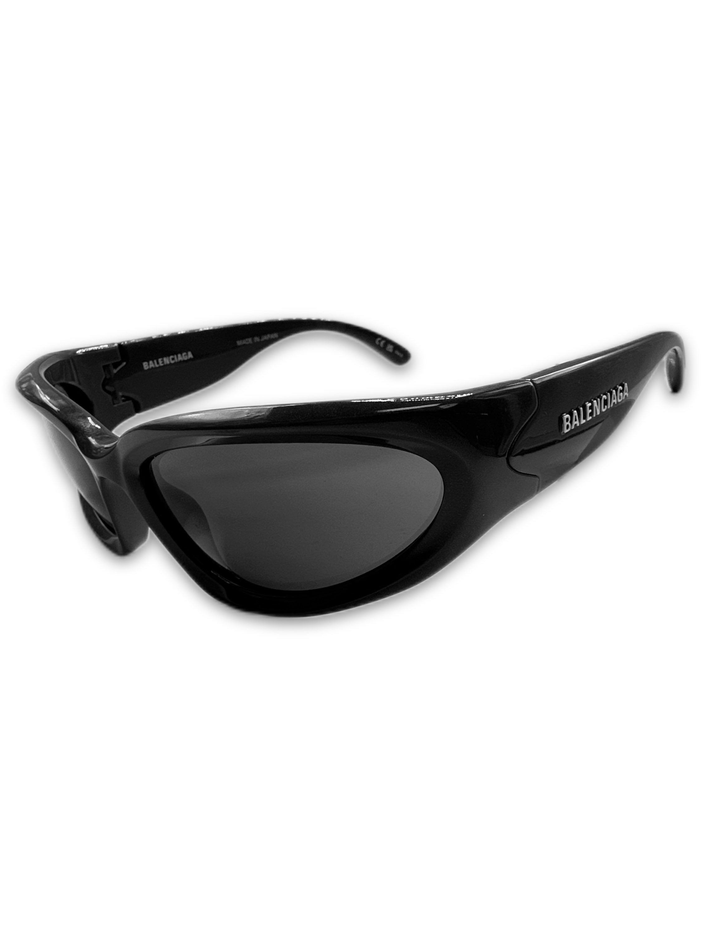 Balenciaga Swift Oval Black Glossy Logo Sunglasses