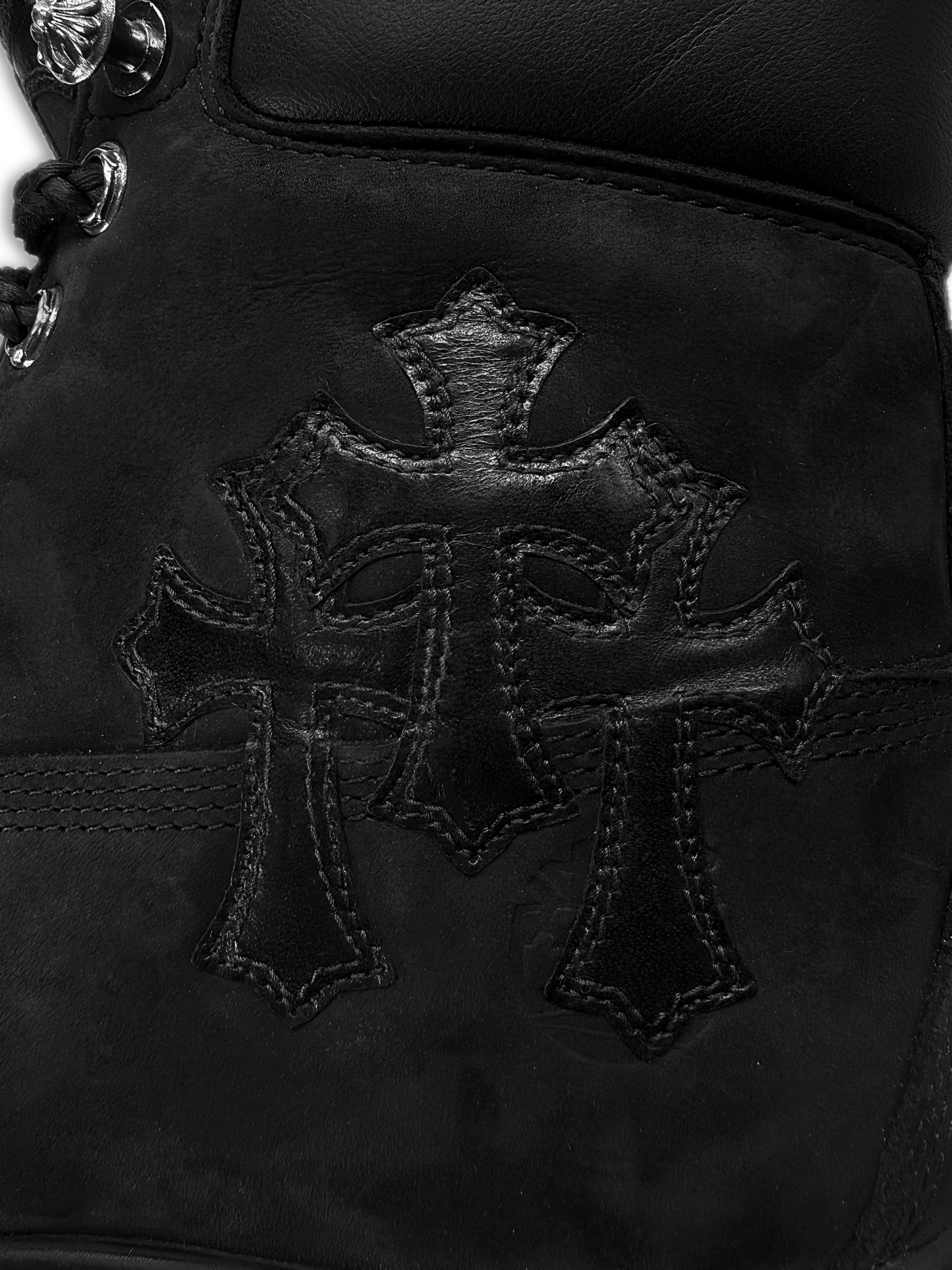 Chrome Hearts x Timberland Triple Cross Patch Black Suede Boots