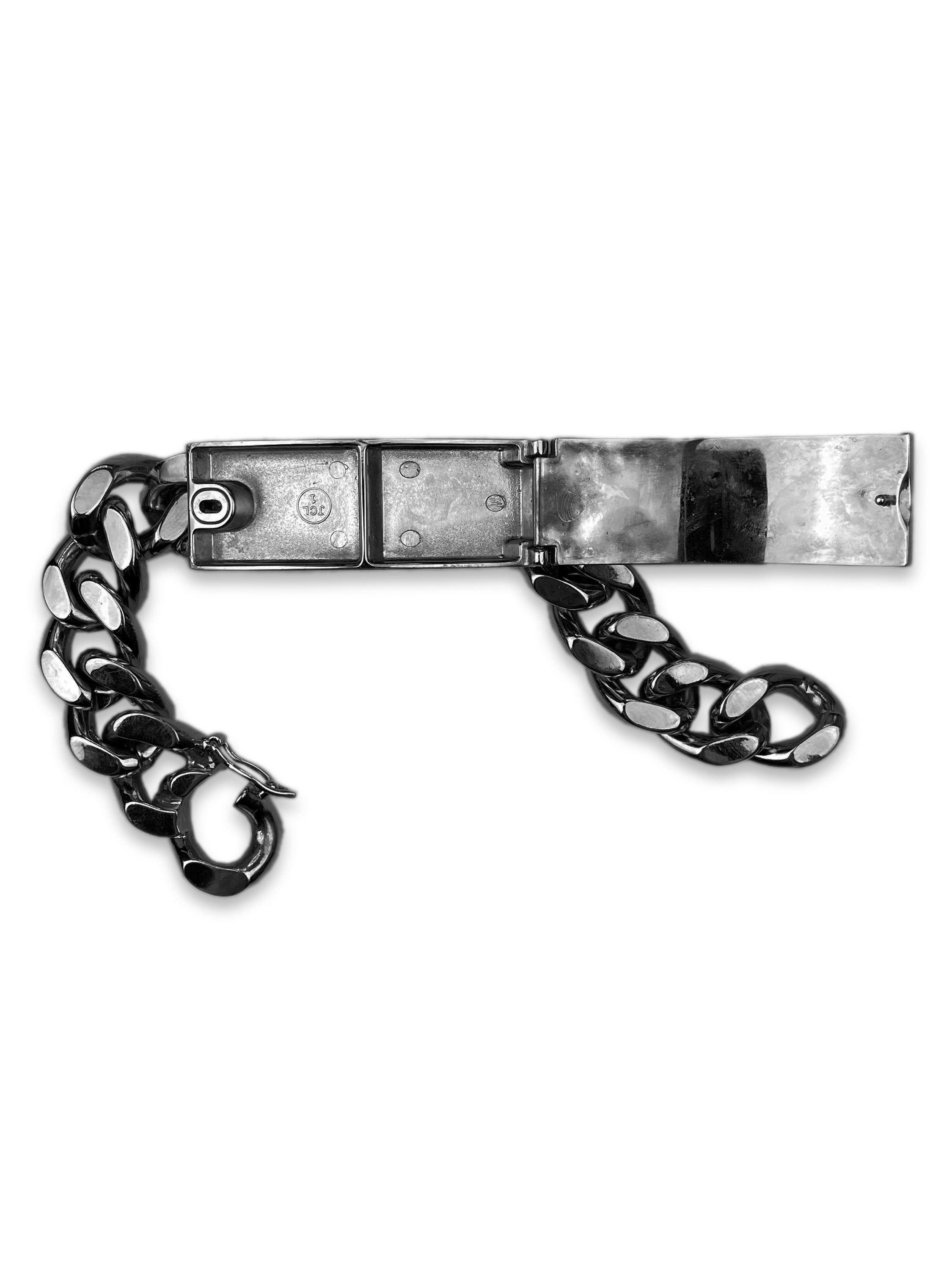 Dior Silver Cuban Link Etched Logo Stash Bracelet