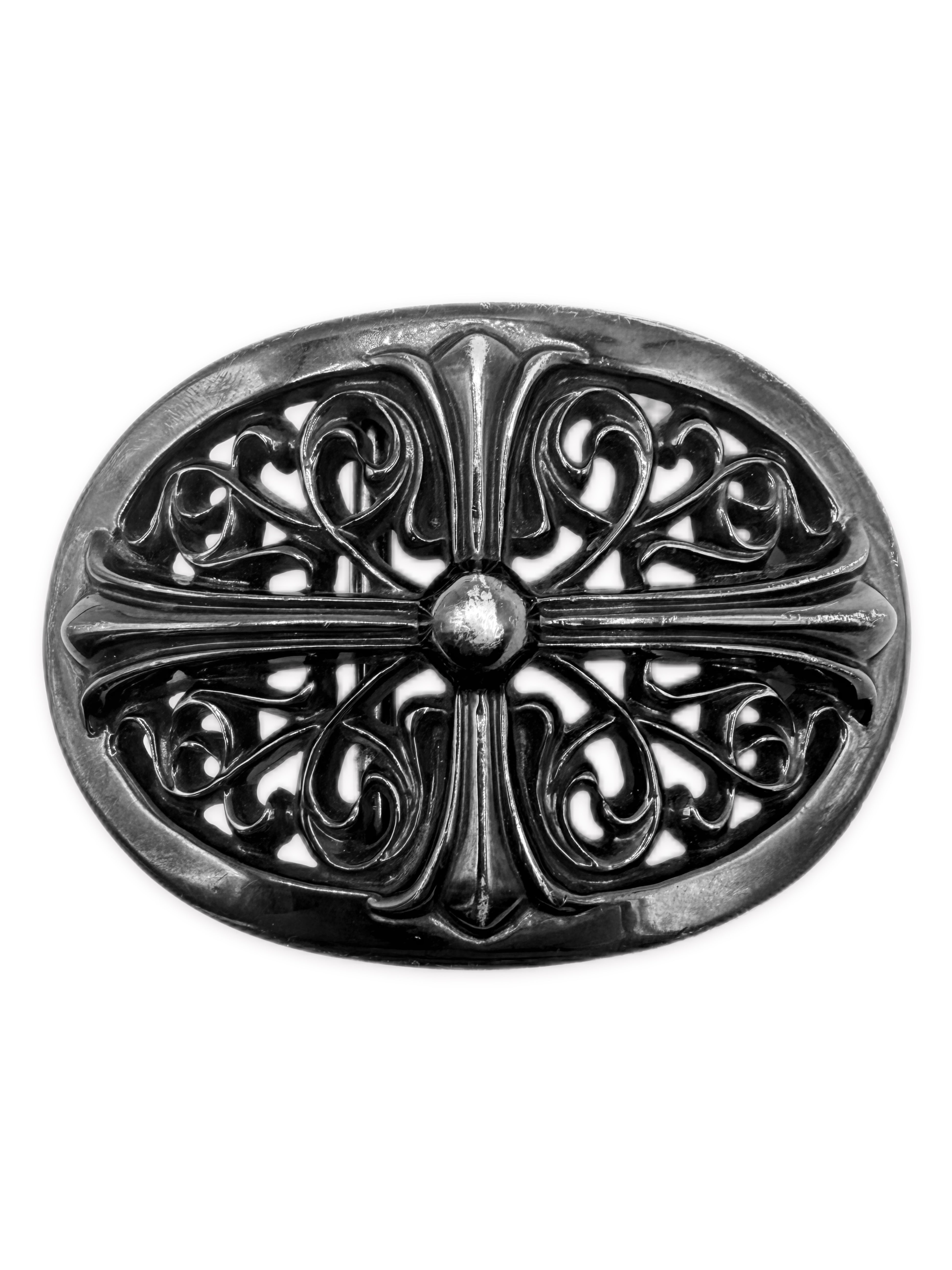 Chrome Hearts Black Rhodium ‘Oval’ .925 Silver Belt Buckle