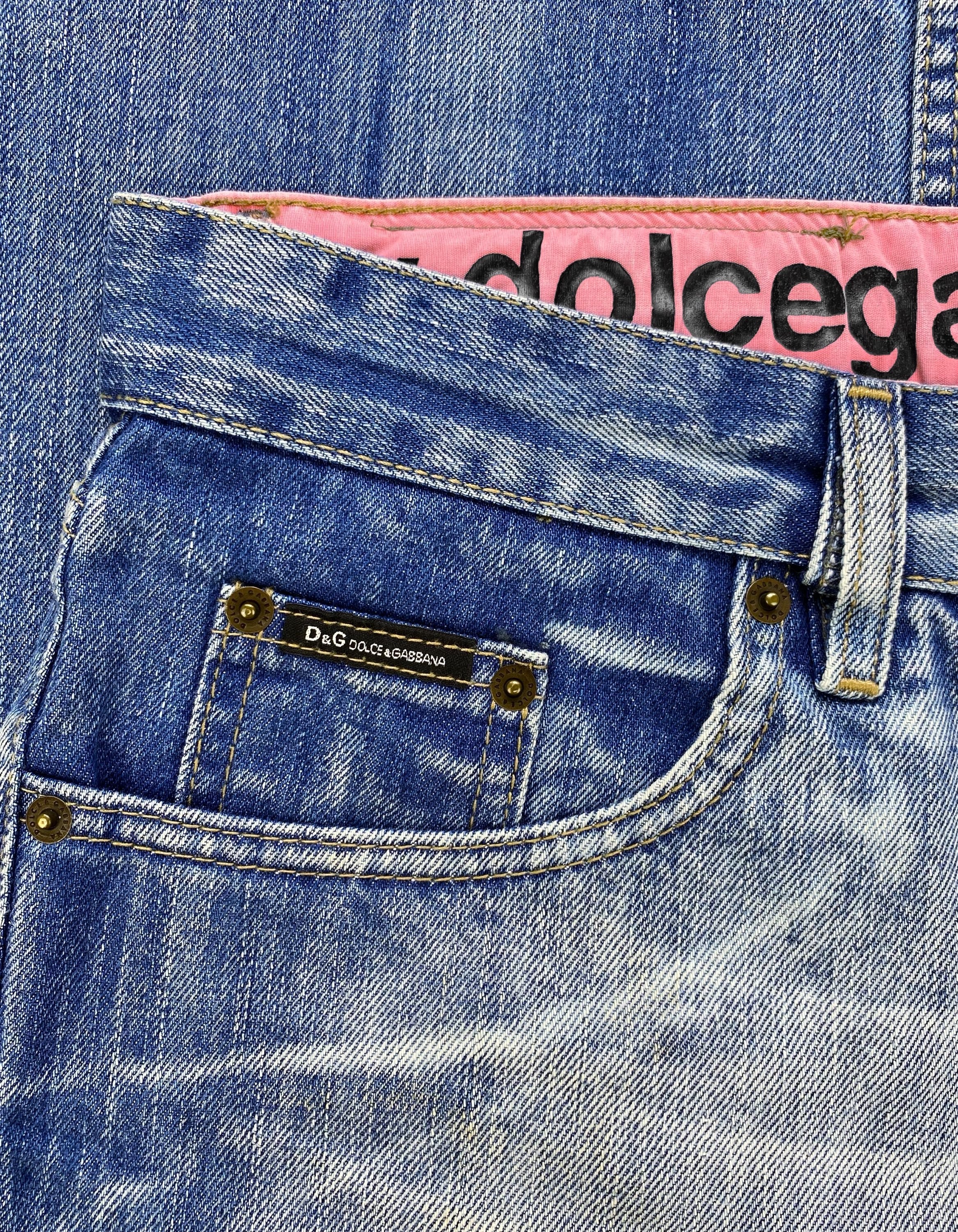 SS06 Dolce &amp; Gabbana “Wake Up” Poem Thrashed Light Wash Denim