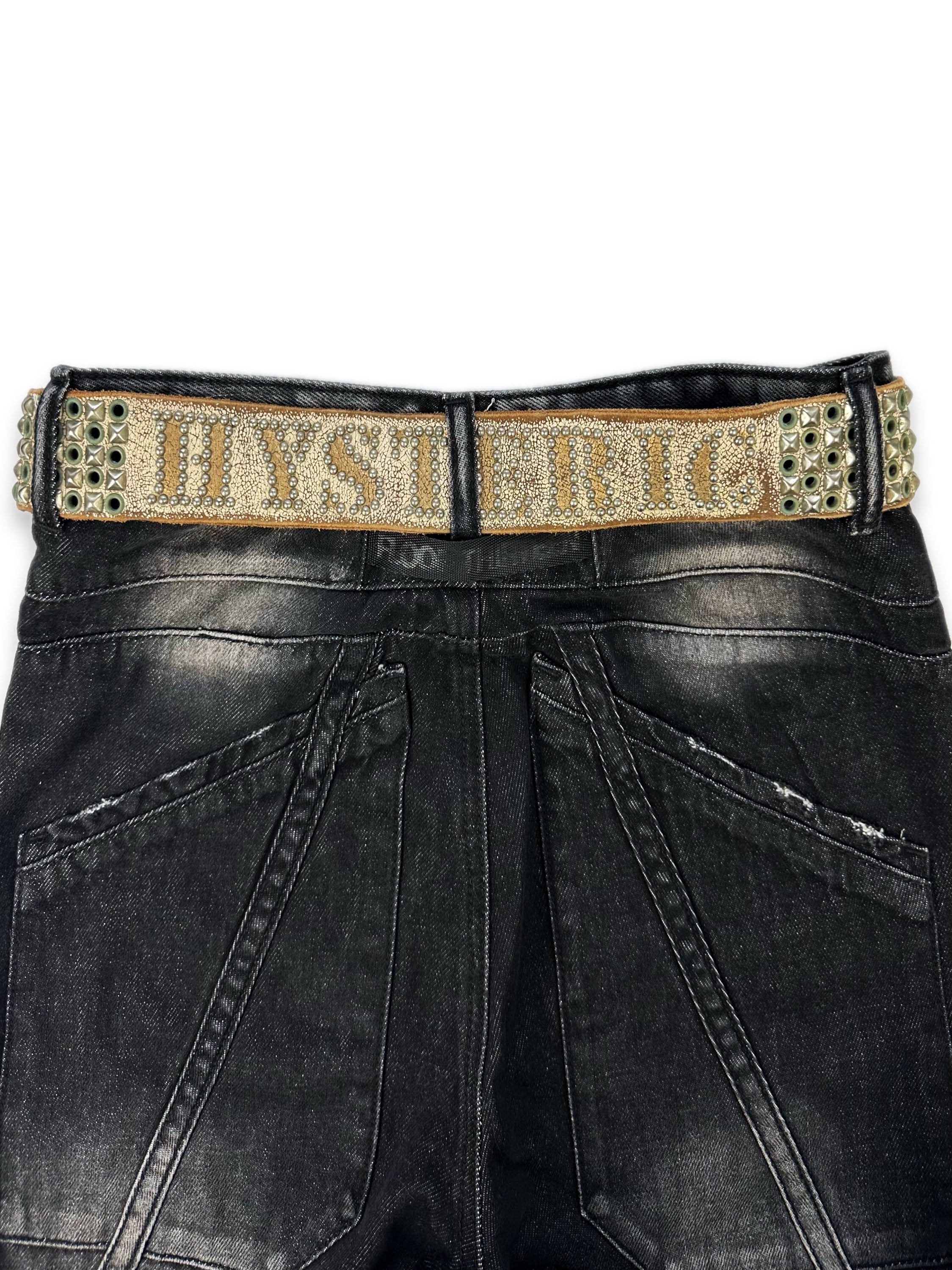 00s Hysteric Glamour Studded Spellout Silver Leather Belt