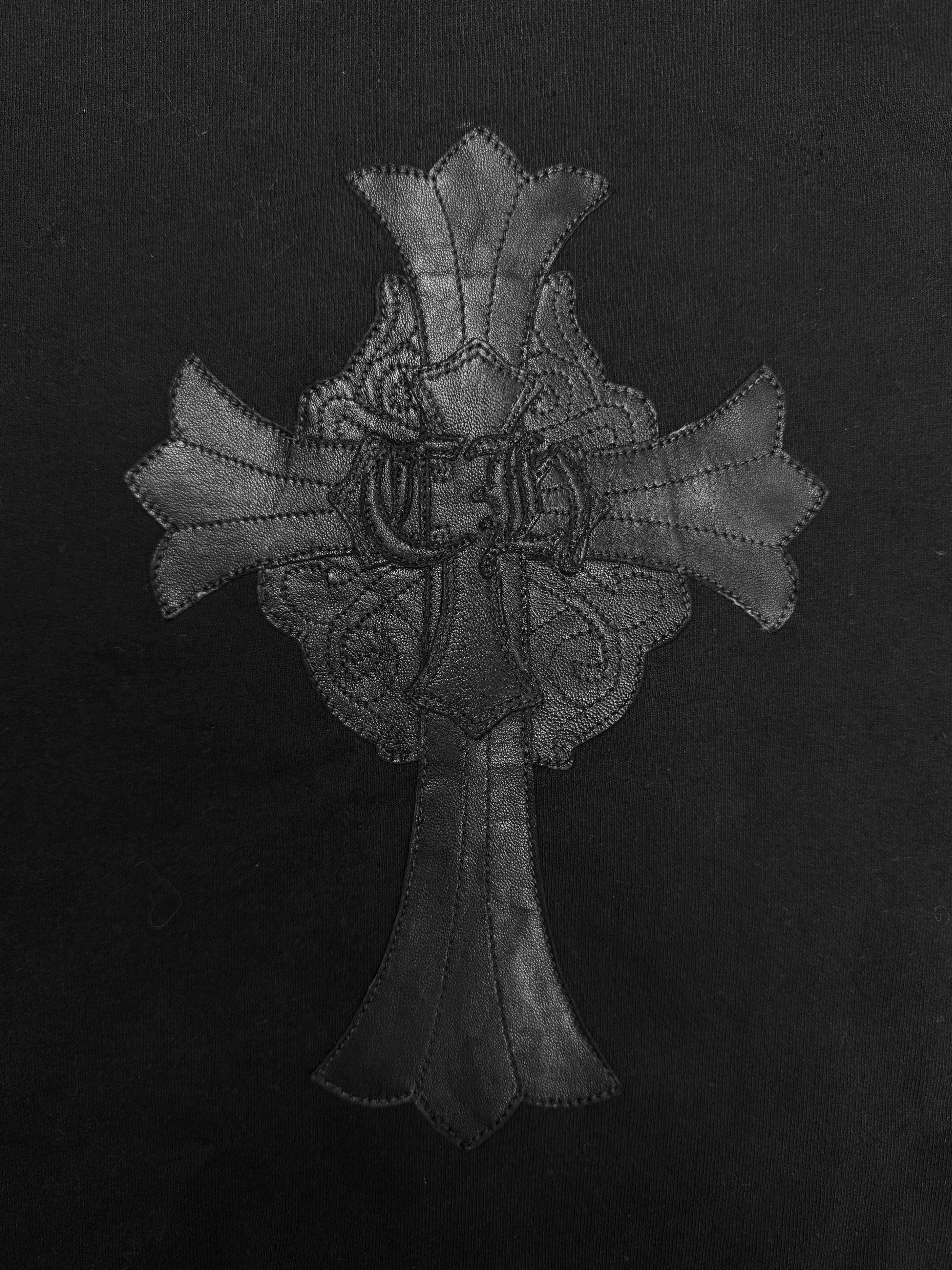 Chrome Hearts CH Leather Cross Patch Dagger Zip-up Hoodie