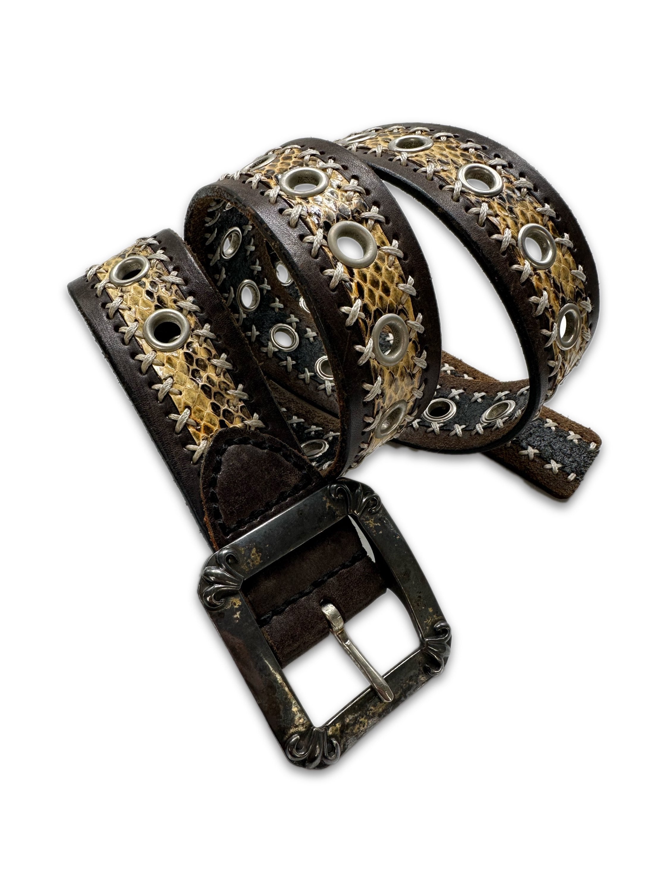 00s Tornado Mart Faux Snakeskin Woven Western Belt