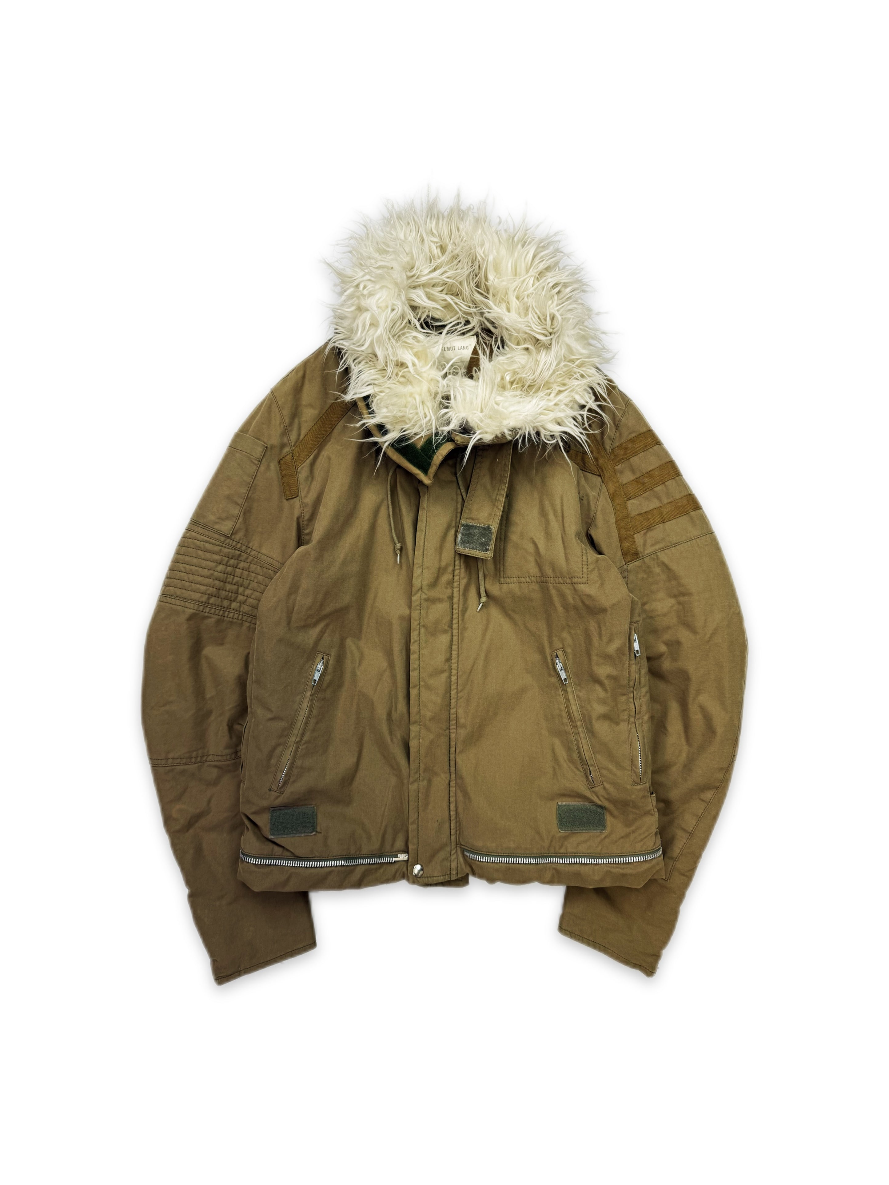 AW99 Helmut Lang ‘Astro’ Fur Multi-zip Olive Biker Jacket