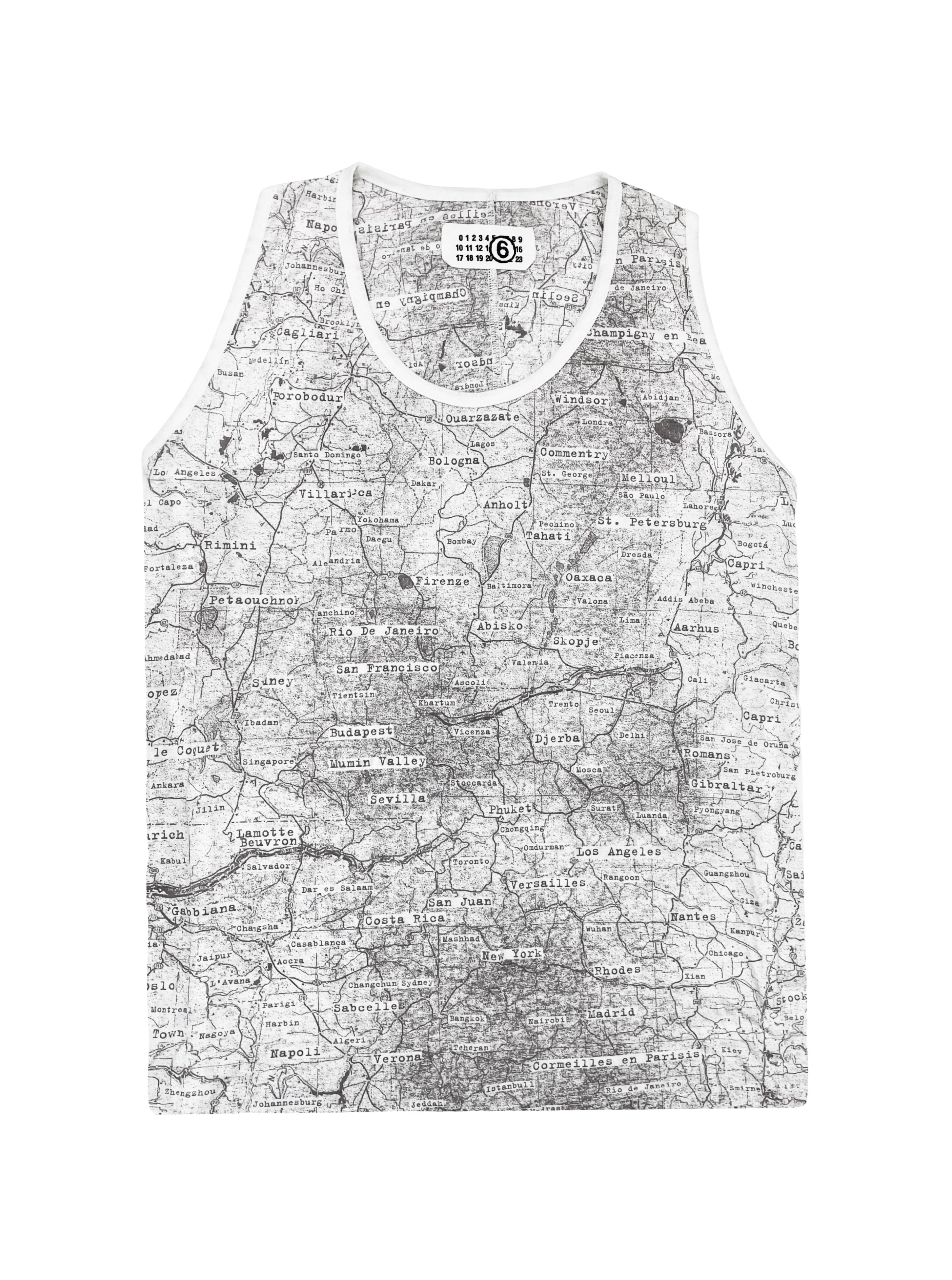 Maison Margiela “Map” Full Print Button Clasp Tank-top