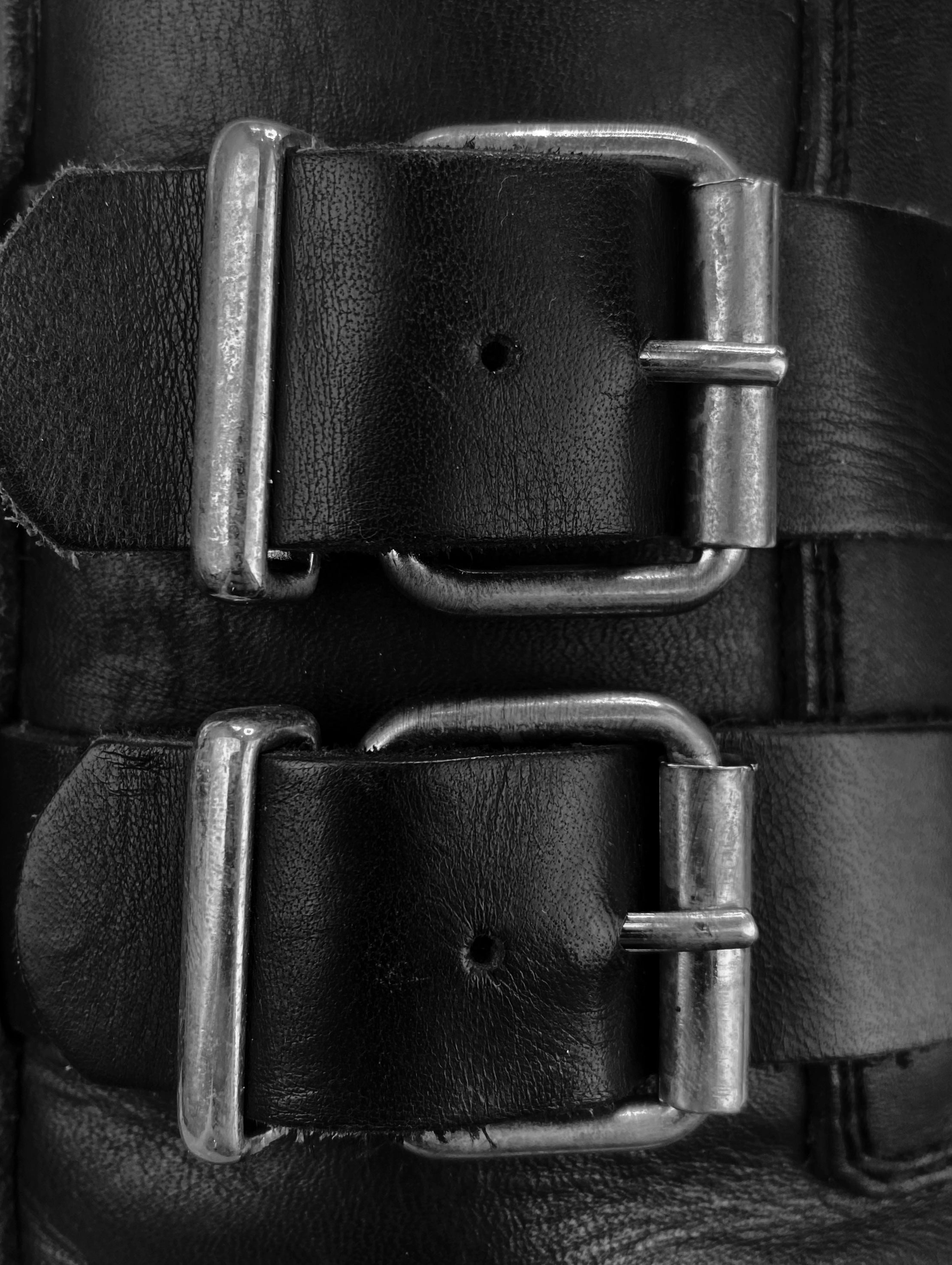 AW06 Raf Simons Leather Belted Combat Boots