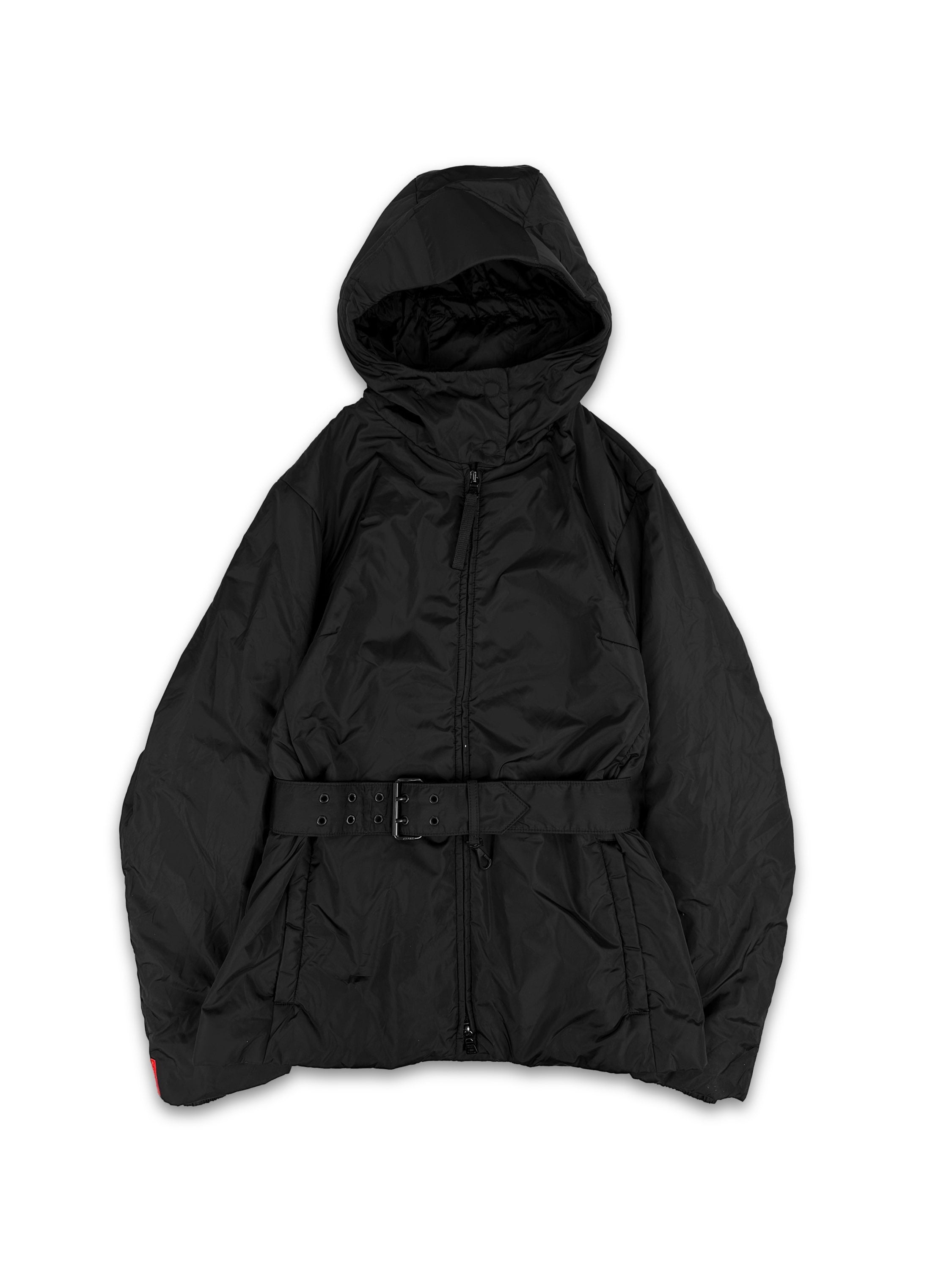 00s Prada Sport Linea Rosa Black Belted Nylon Jacket