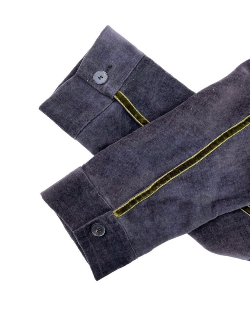 Haider Ackermann Velour Trim Contrast Stitch Plum Blazer