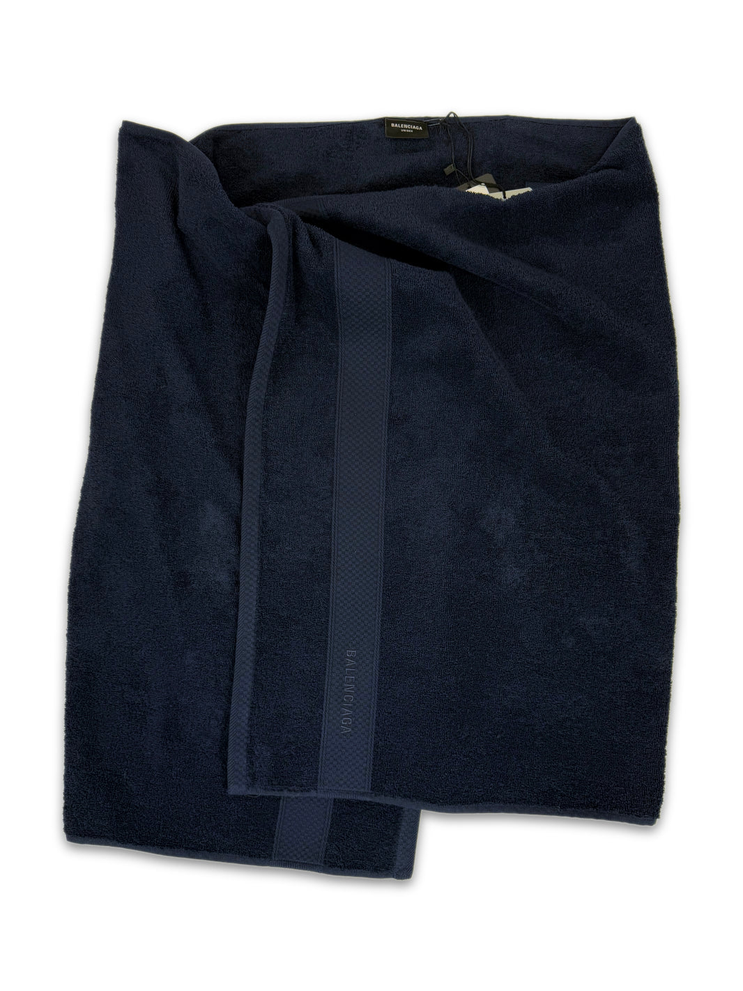 SS24 Balenciaga ‘Towel’ Navy Blue Embroidered Logo Skirt