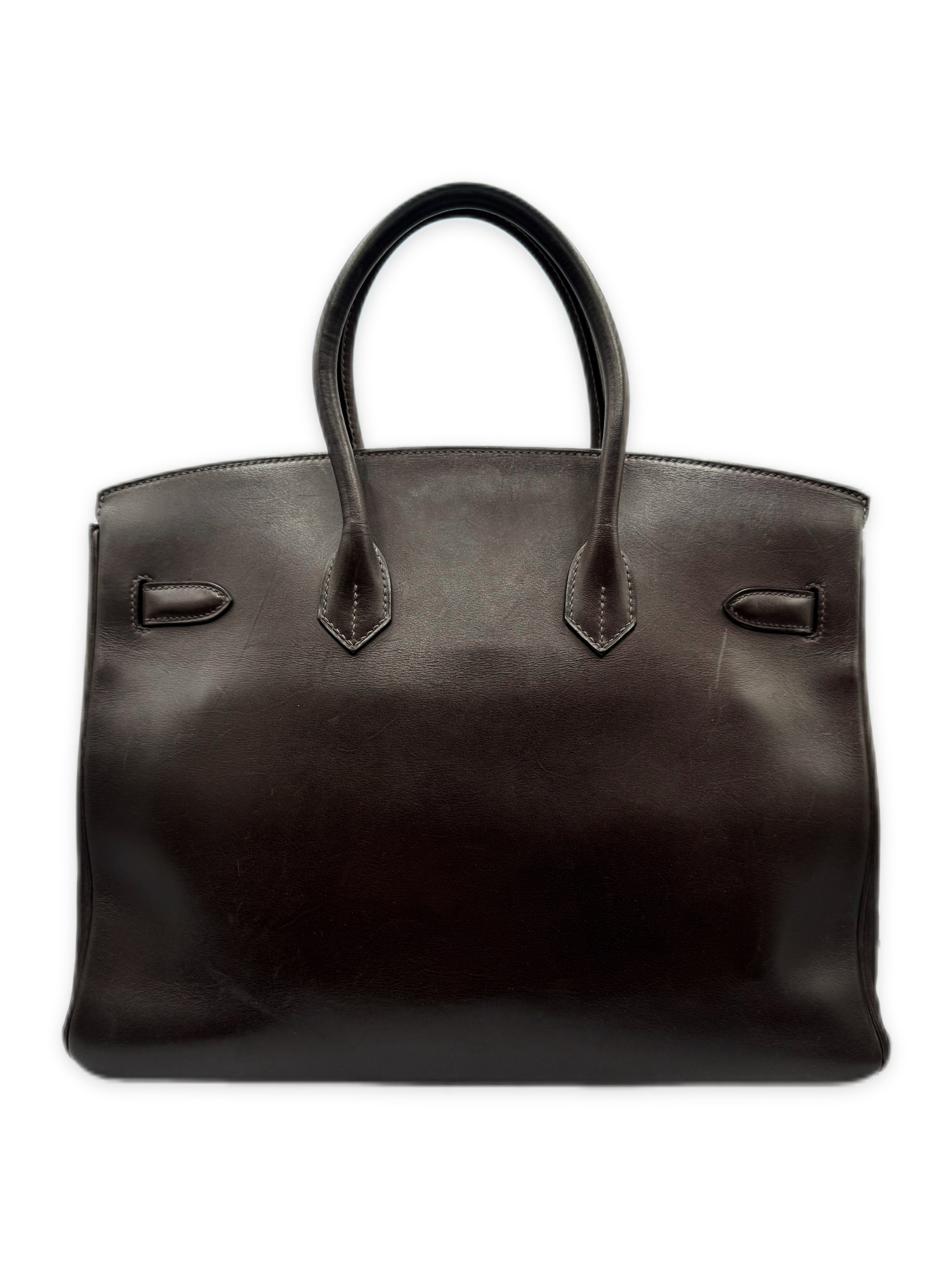 2024 Hermès Birkin 35 Barenia Leather Choclate Brown Hand Bag