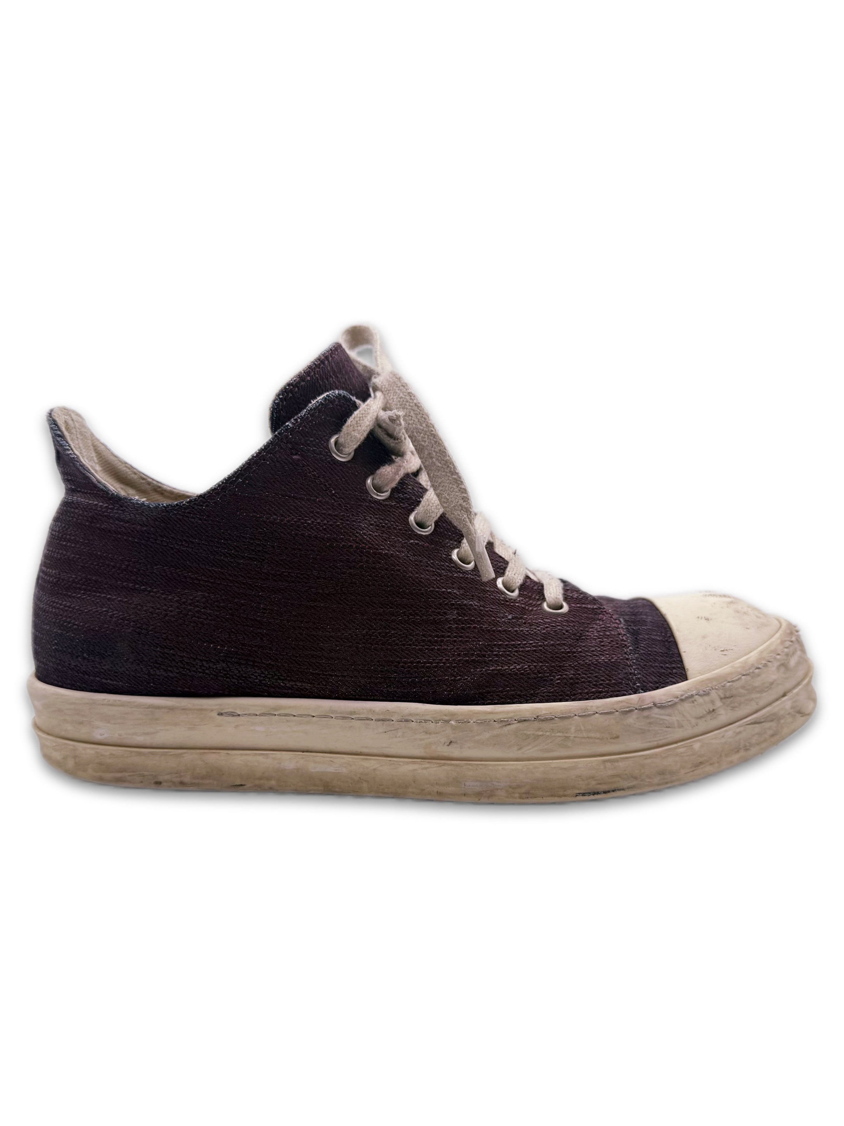 Rick Owens Canvas Paint Coated Low-top Ramone Sneakers