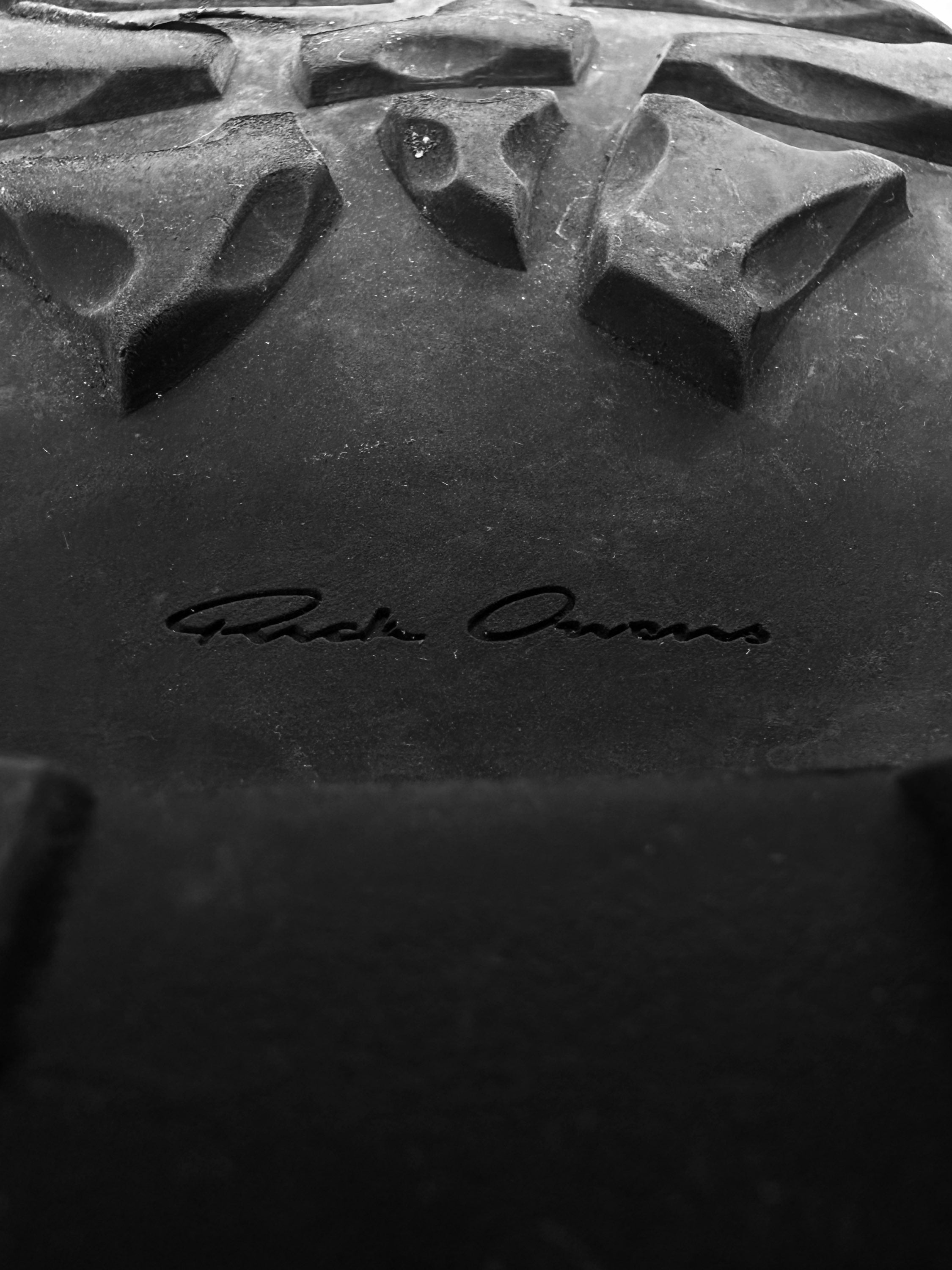 2010s Rick Owens Black Leather Tractor Platform Boots