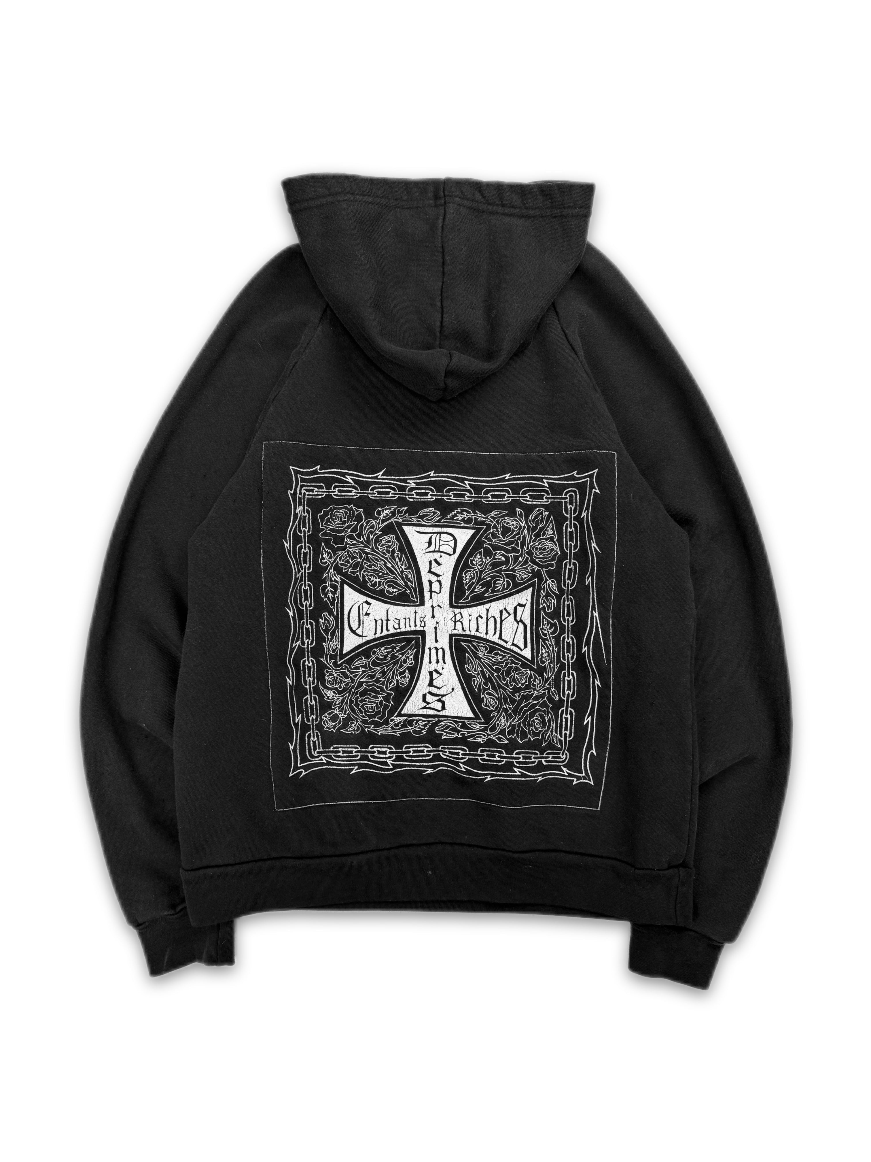 Enfants Riches Deprimes Iron Cross Gun Shot Black Distressed Hoodie