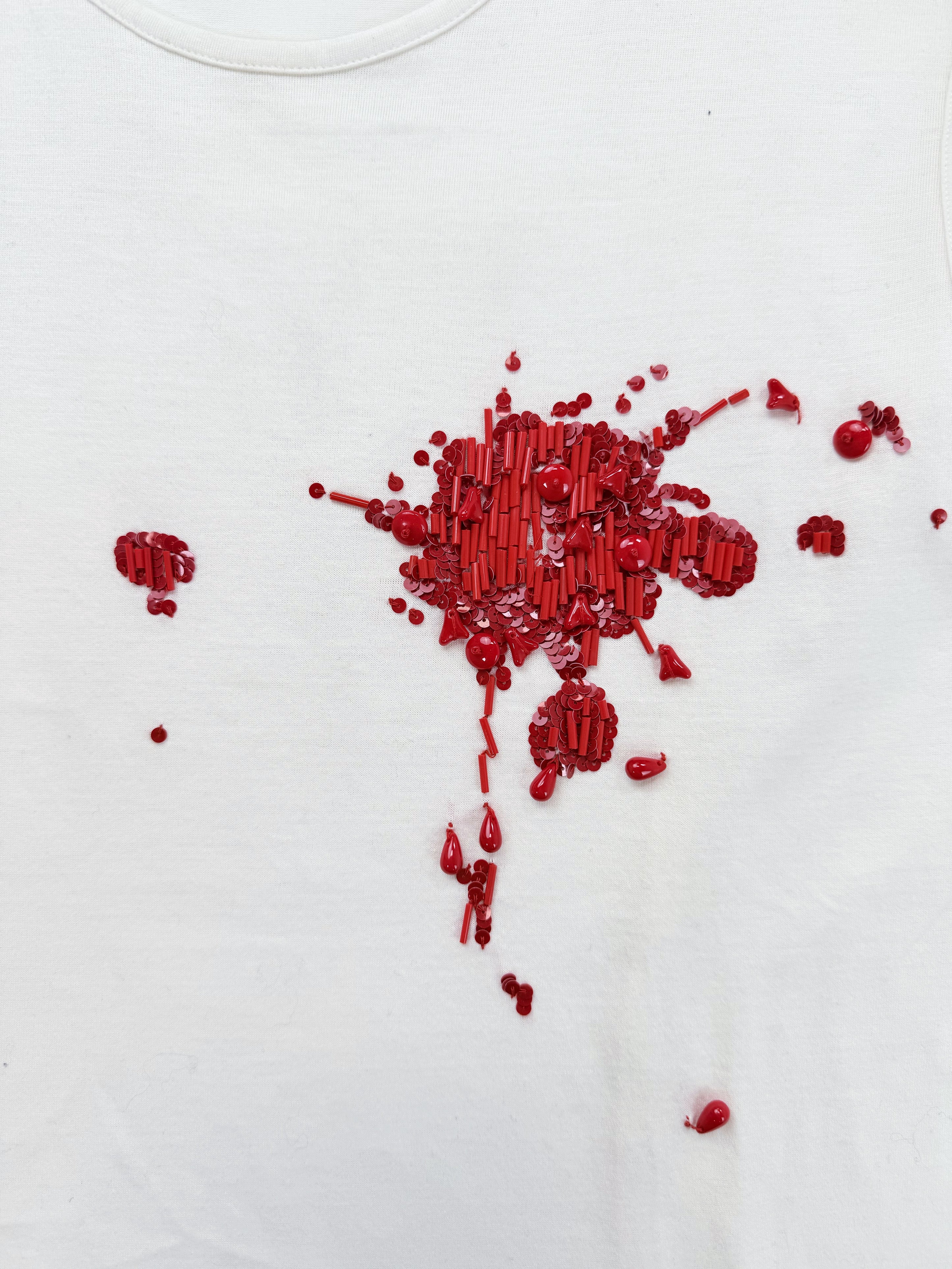 SS02 Dior Homme ‘Blood Wound’ Hedi Slimane Boys Don’t Cry White Beaded Tank Top