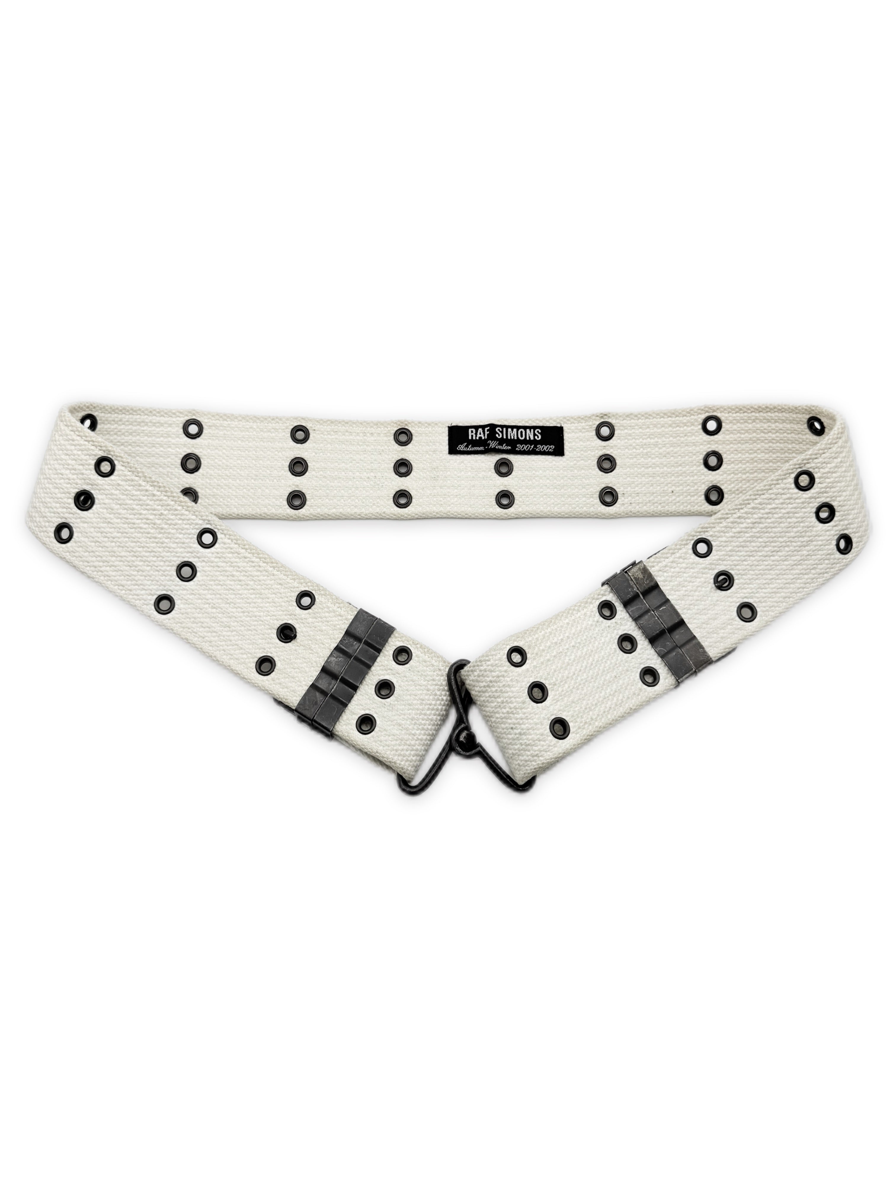 AW01 Raf Simons ‘Riot Riot Riot’ White Eyelet Combat Belt