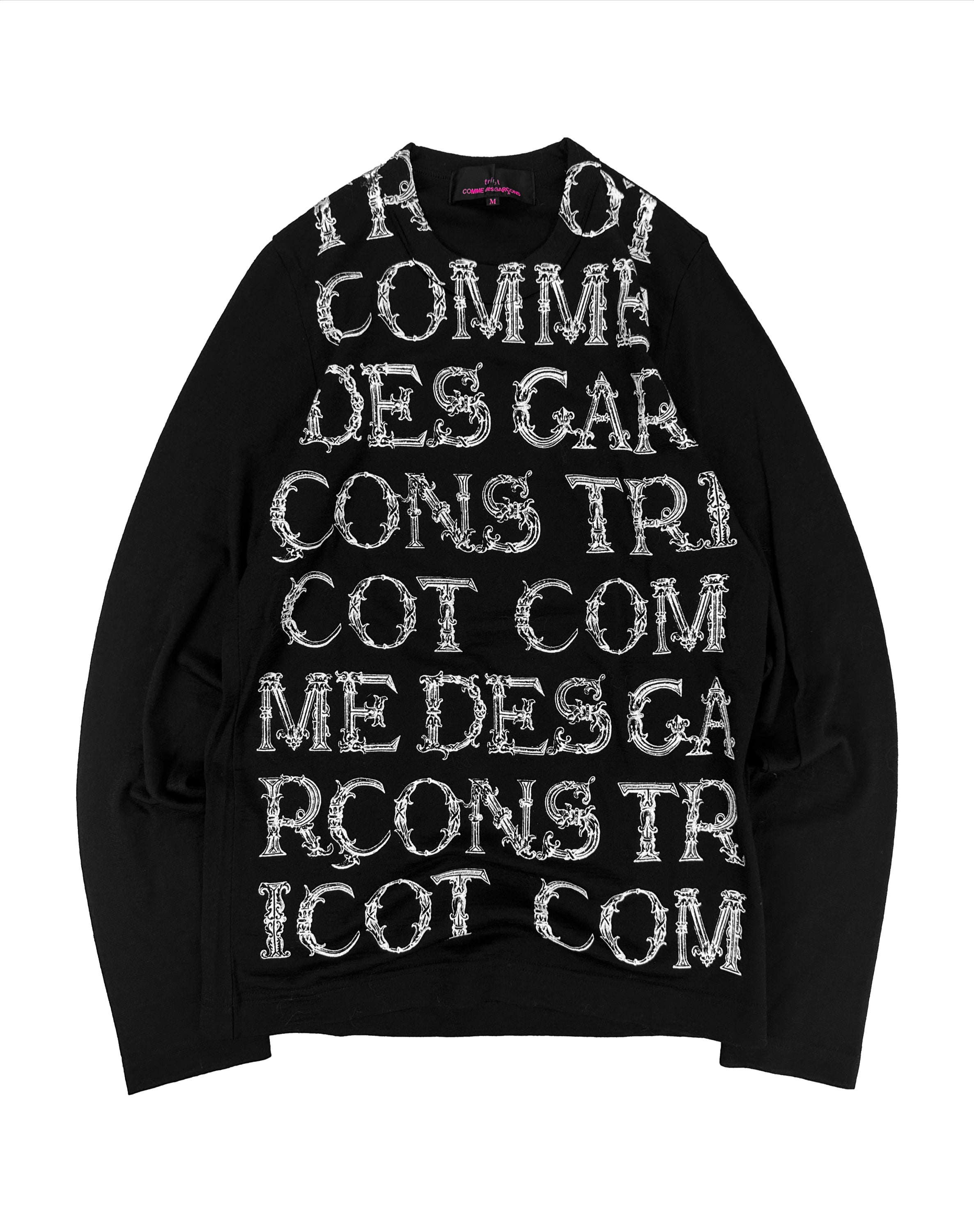Comme des Garçons Gothic Script Black Long Sleeve Shirt