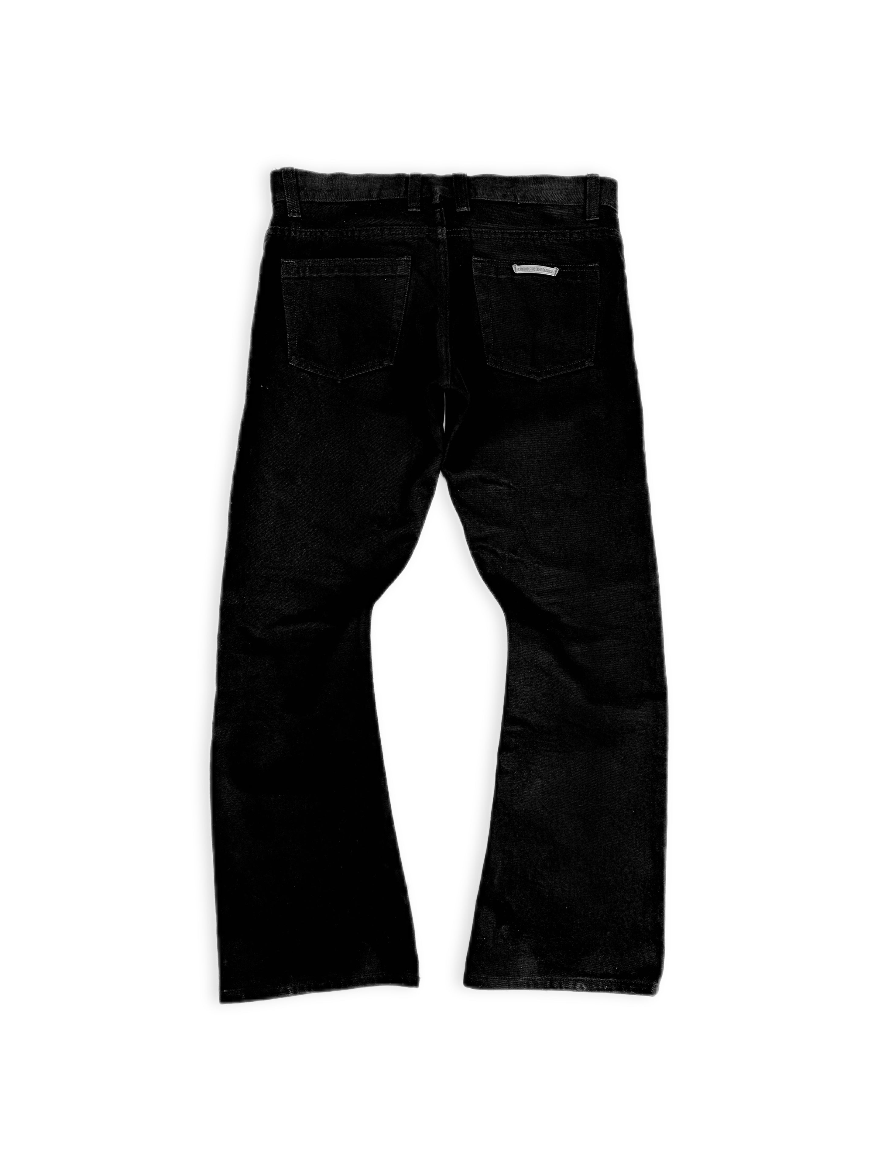 Chrome Hearts Flared .925 Silver Button Fly Black Scroll Denim