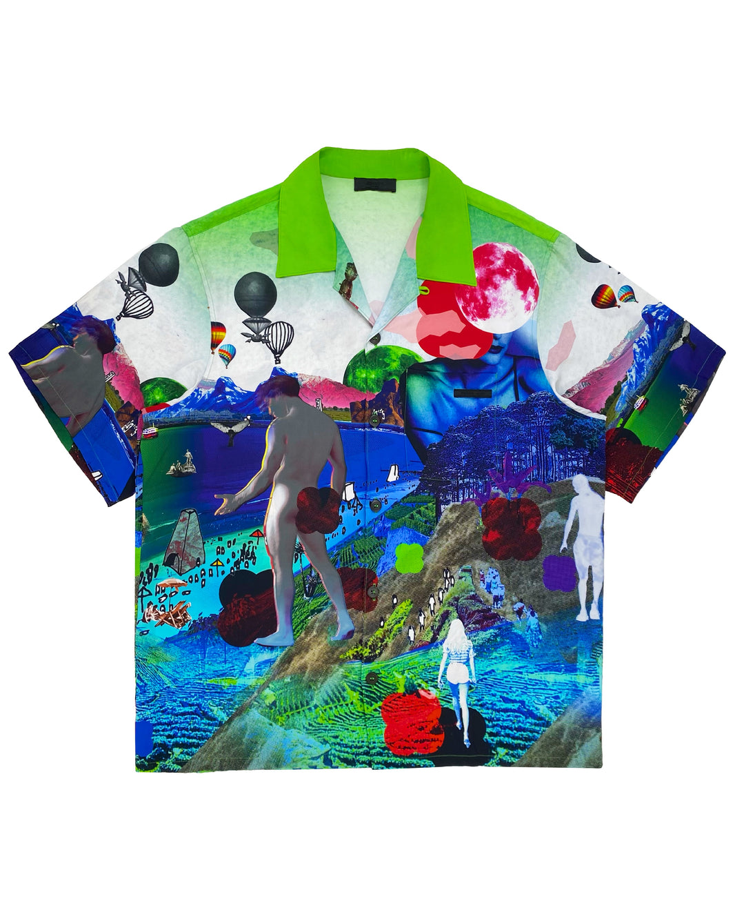 SS16 Prada “Panorama” Digtial Print Short-sleeve Camp Collar