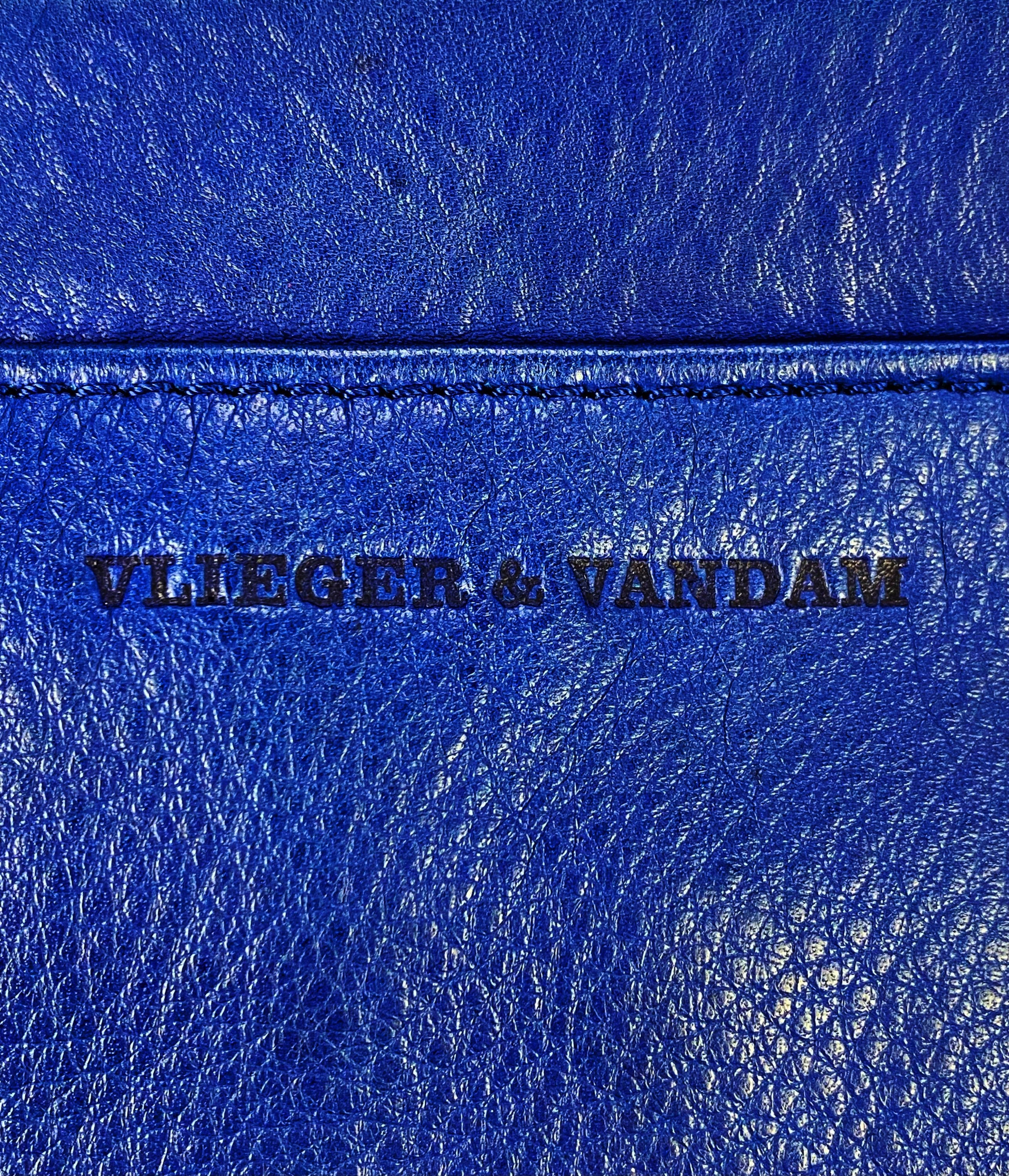 Vlieger &amp; Vandam ‘Gun’ Print Navy Blue Leather Clutch Bag