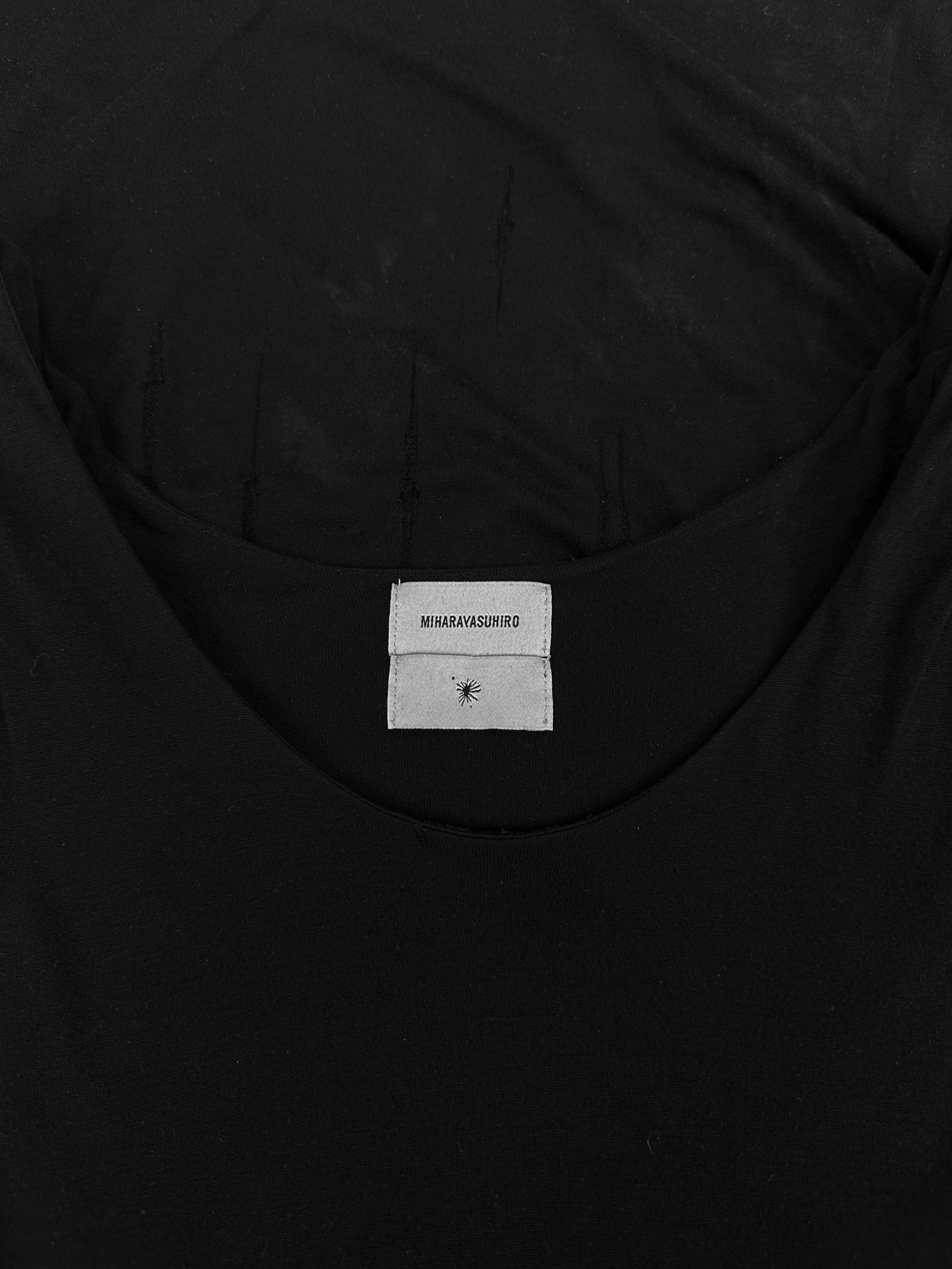 Mihara Yasuhiro Black Shoulder Padded Distressed Tank-top