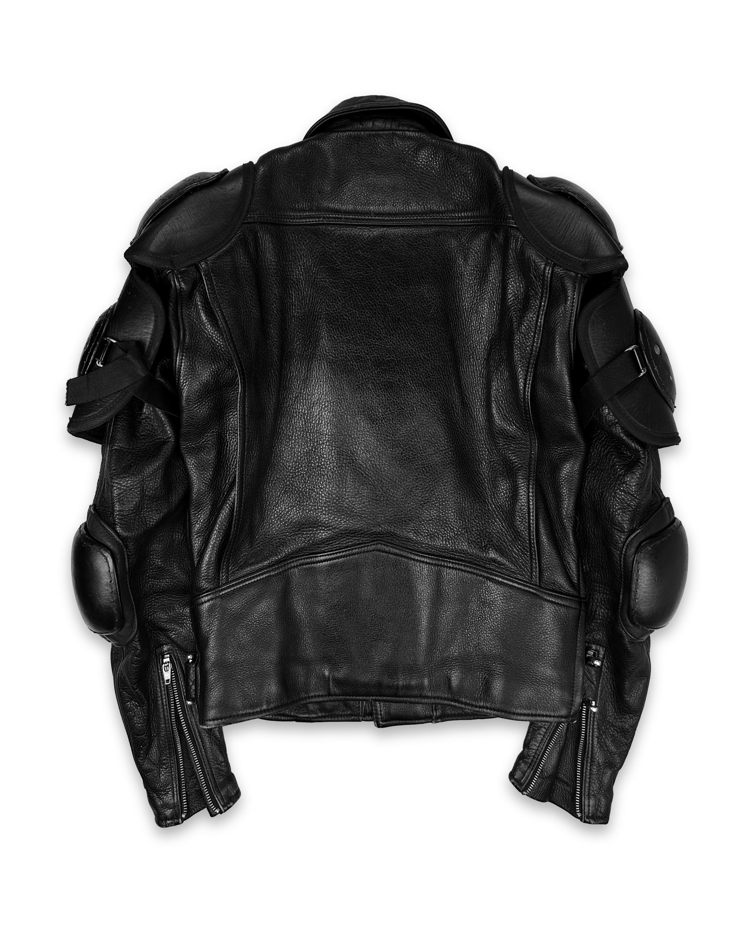 00s Kadoya ‘Battle Suit’ Armoured Black Leather Biker Jacket