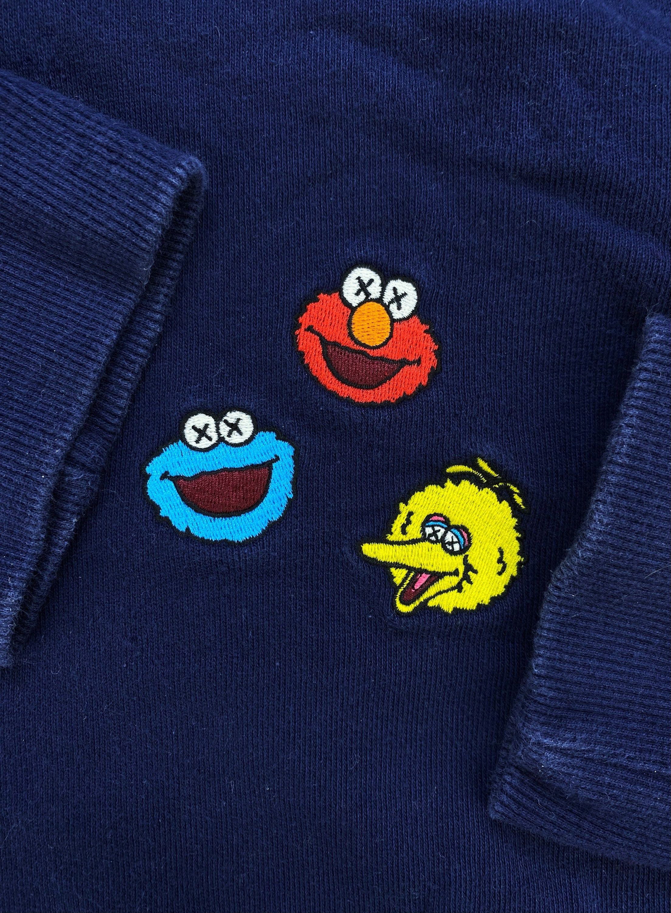 Kaws x Sesame Street Embrodiered Navy Blue Hoodie