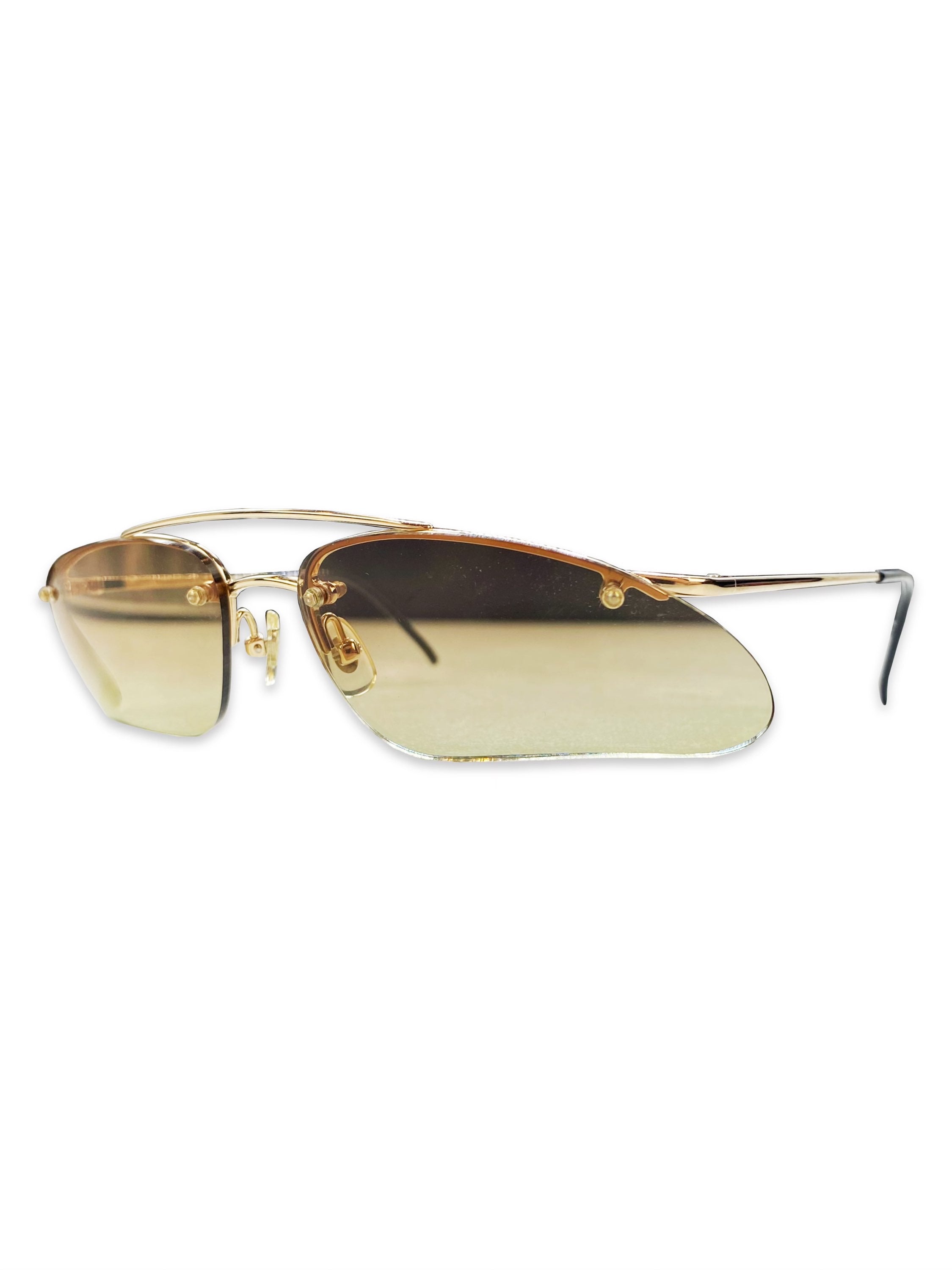 Alexander McQueen Eye Slit Warm Tint Metallic Sunglasses