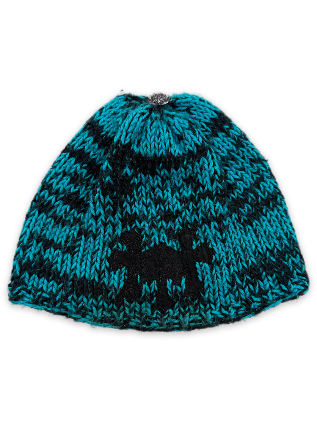 Chrome Hearts Triple Cross Patch Blue Gradient .925 Silver Knit Beanie