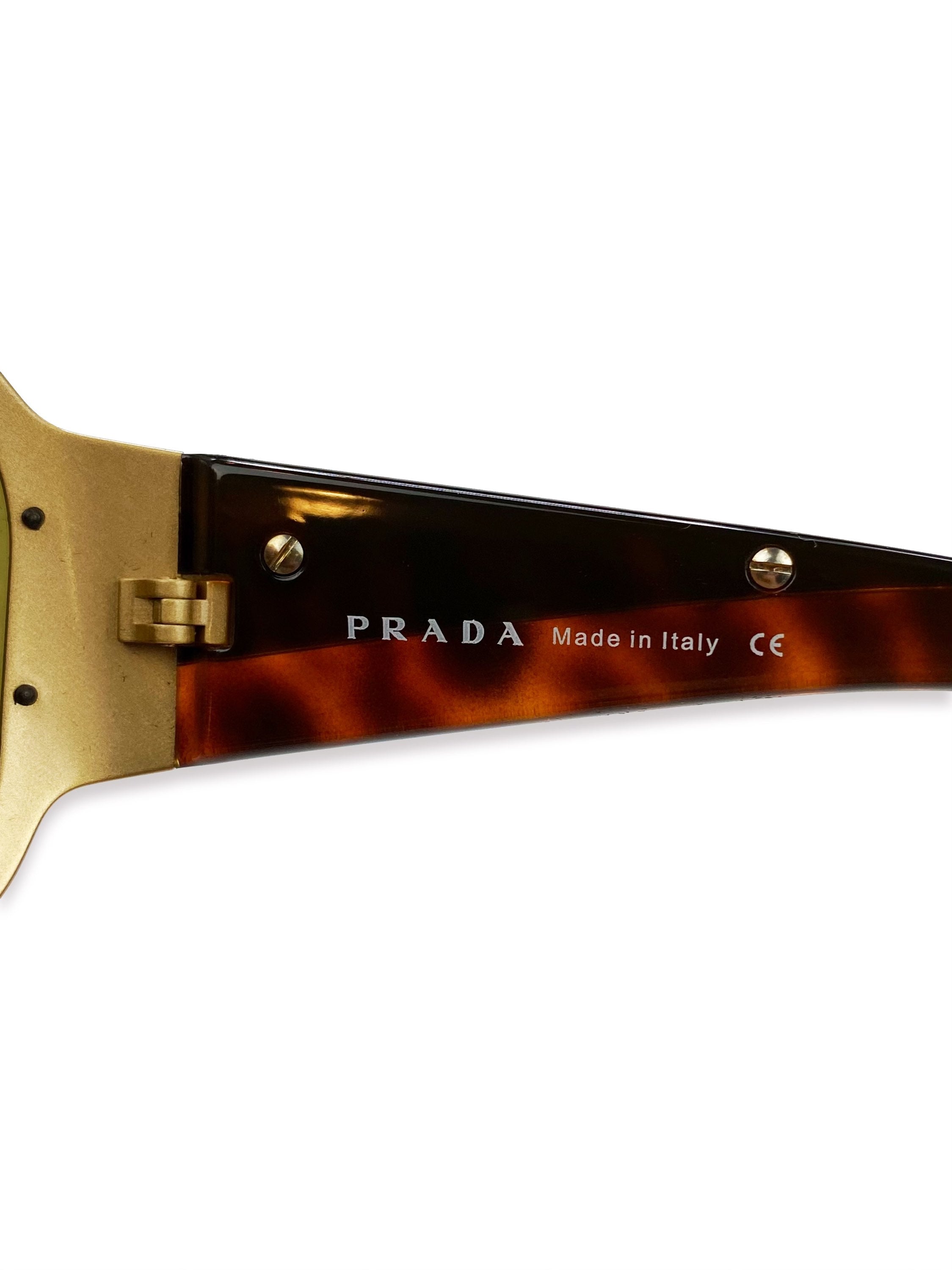 Prada Rimless Visor Metallic Warm Tint Sunglasses