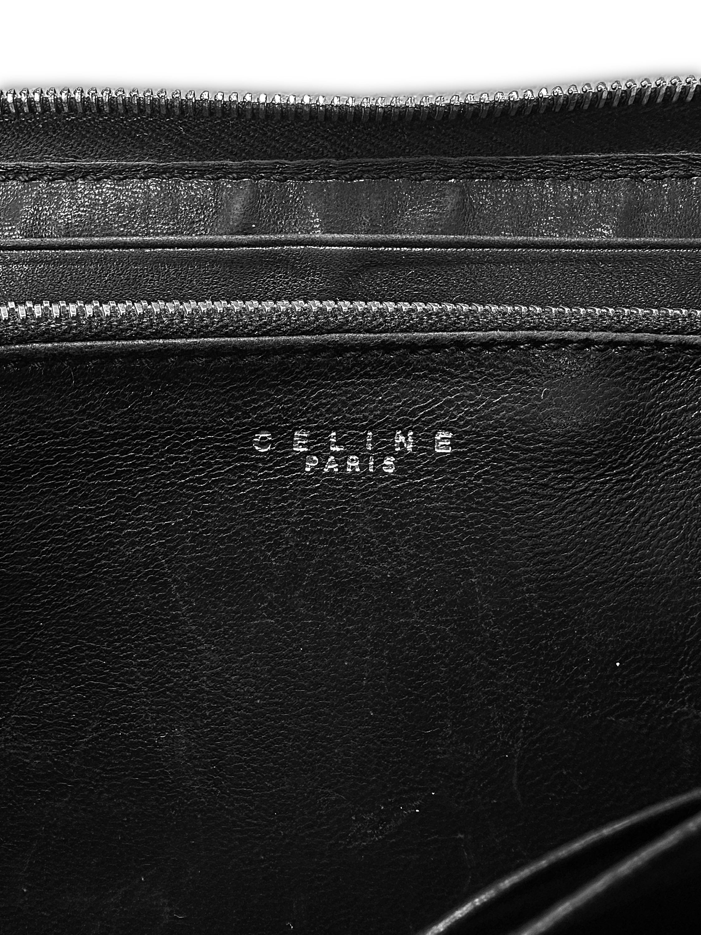 00s Celine Paris Black Patent Leather Long Wallet
