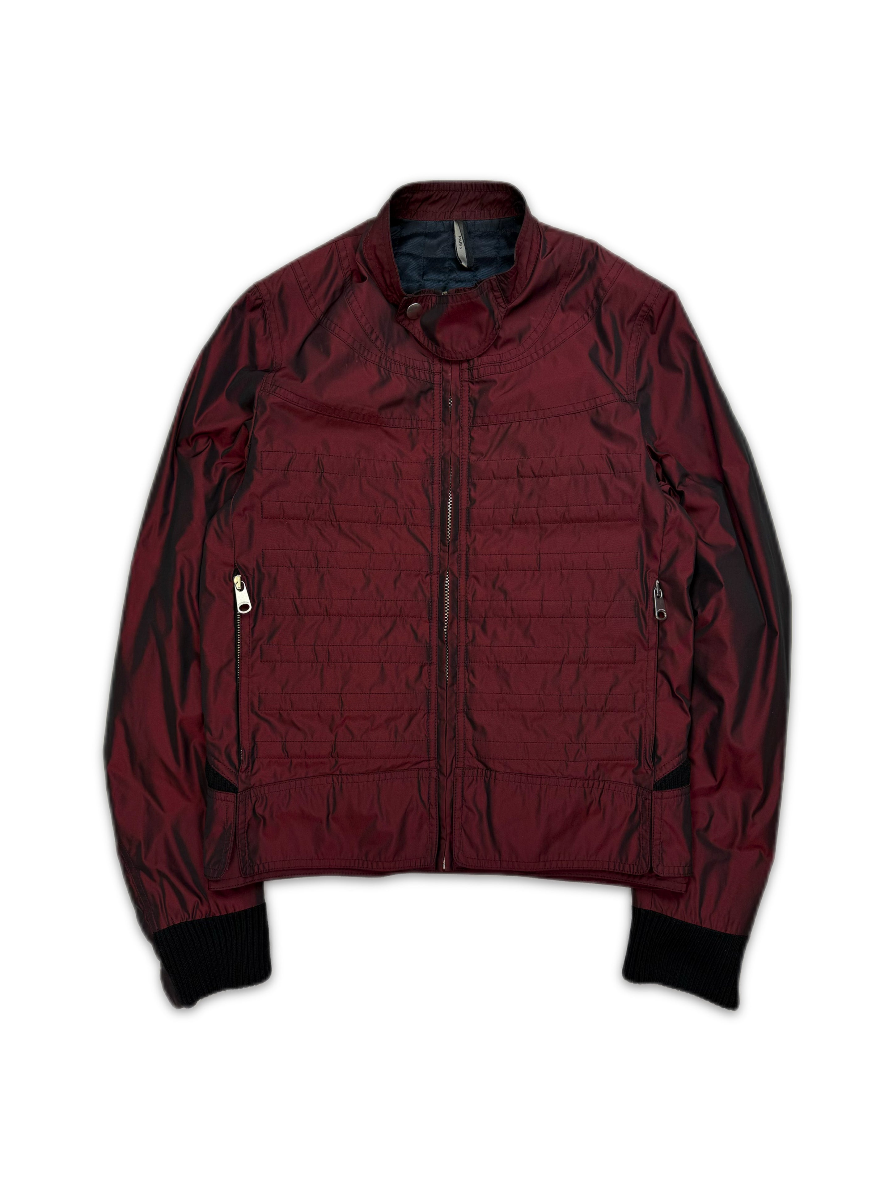 AW08 Dior Homme ‘Napoleon’ Red Nylon Ribbed Bomber Jacket