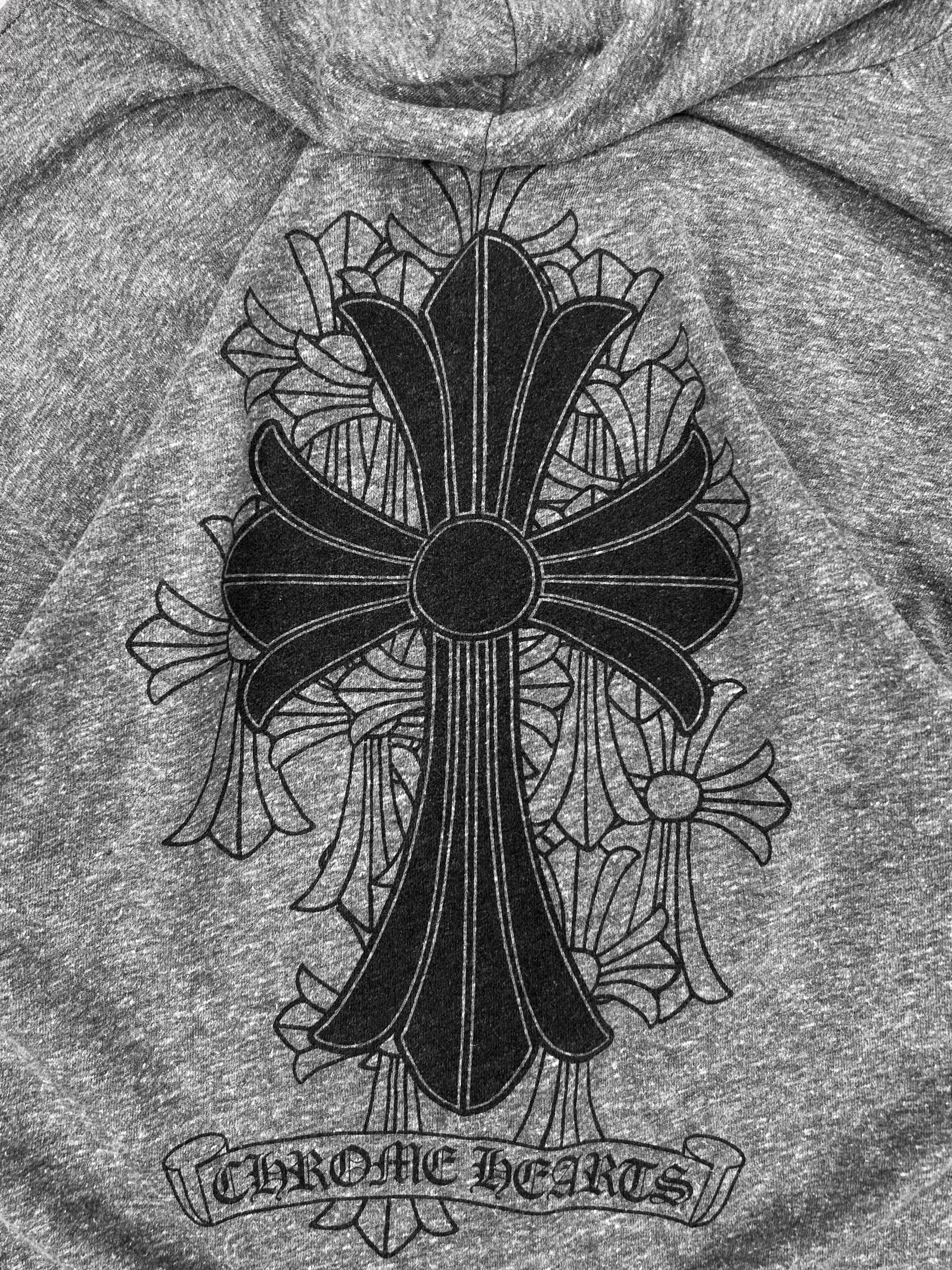 Chrome Hearts ‘Cross’ Graphic Dagger Full-zip Grey Hoodie