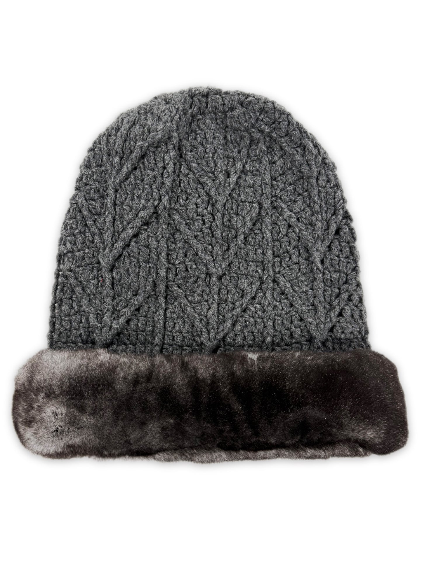 Chrome Hearts Chinchilla Fur Cashmere Grey Knitted .925 Beanie
