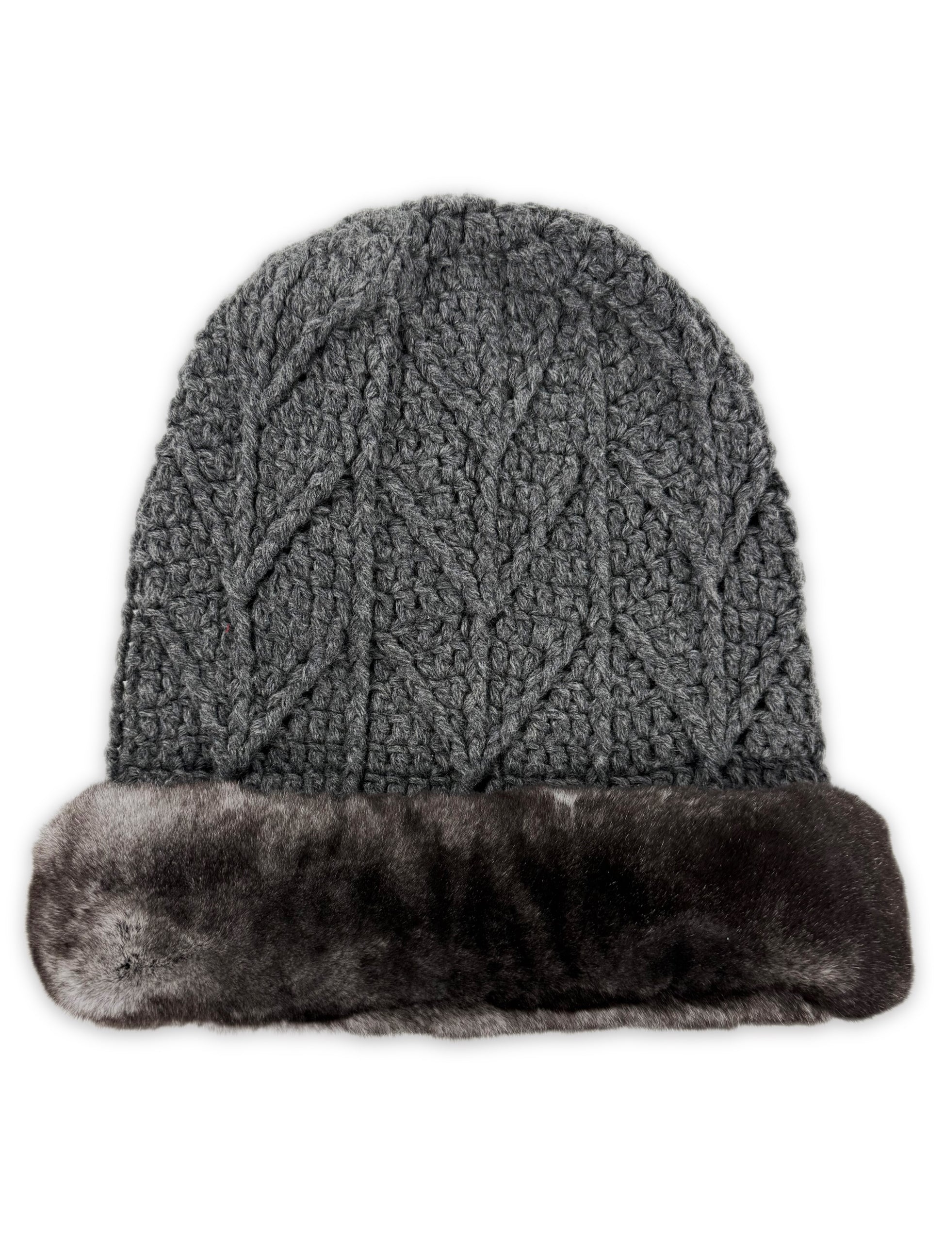 Chrome Hearts Chinchilla Fur Cashmere Grey Knitted .925 Beanie