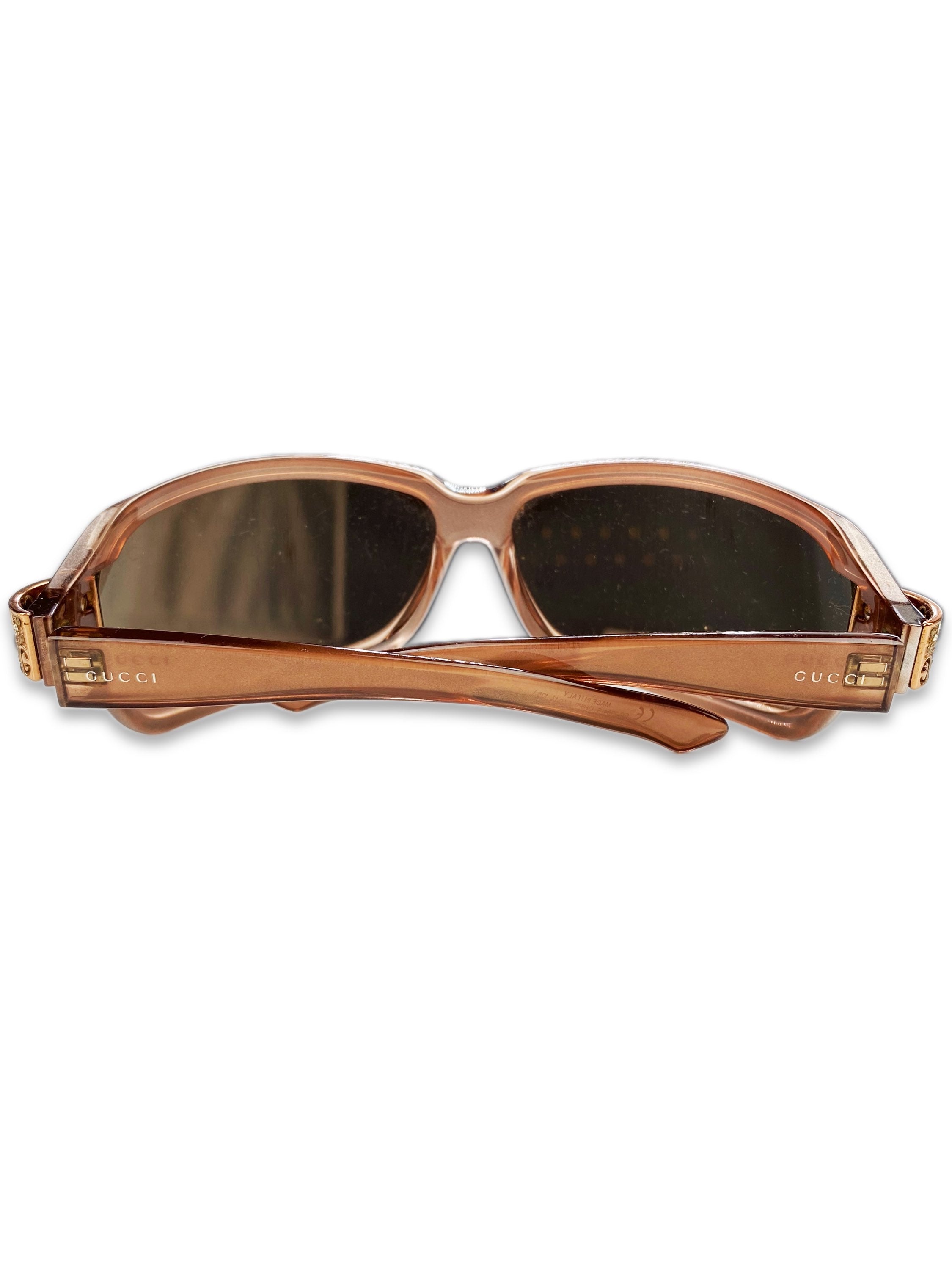 Gucci Warm Tint GG Engraved Rounded Sunglasses